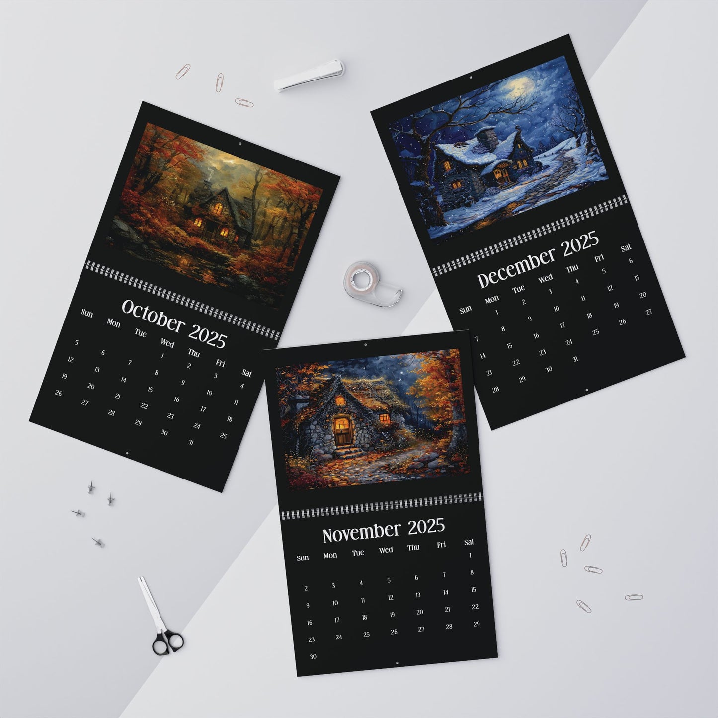 2025 Seasons of Cottages Wall Calendar