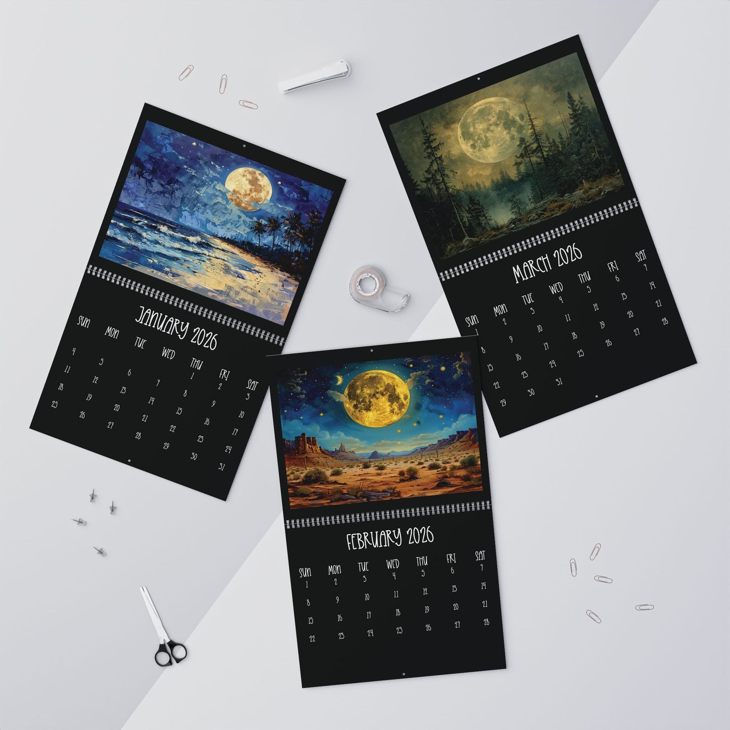 2026 Full Moon Wall Calendar