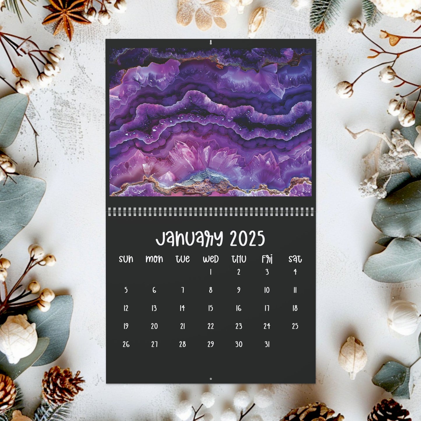2025 Gemstone Crystal Wall Calendar