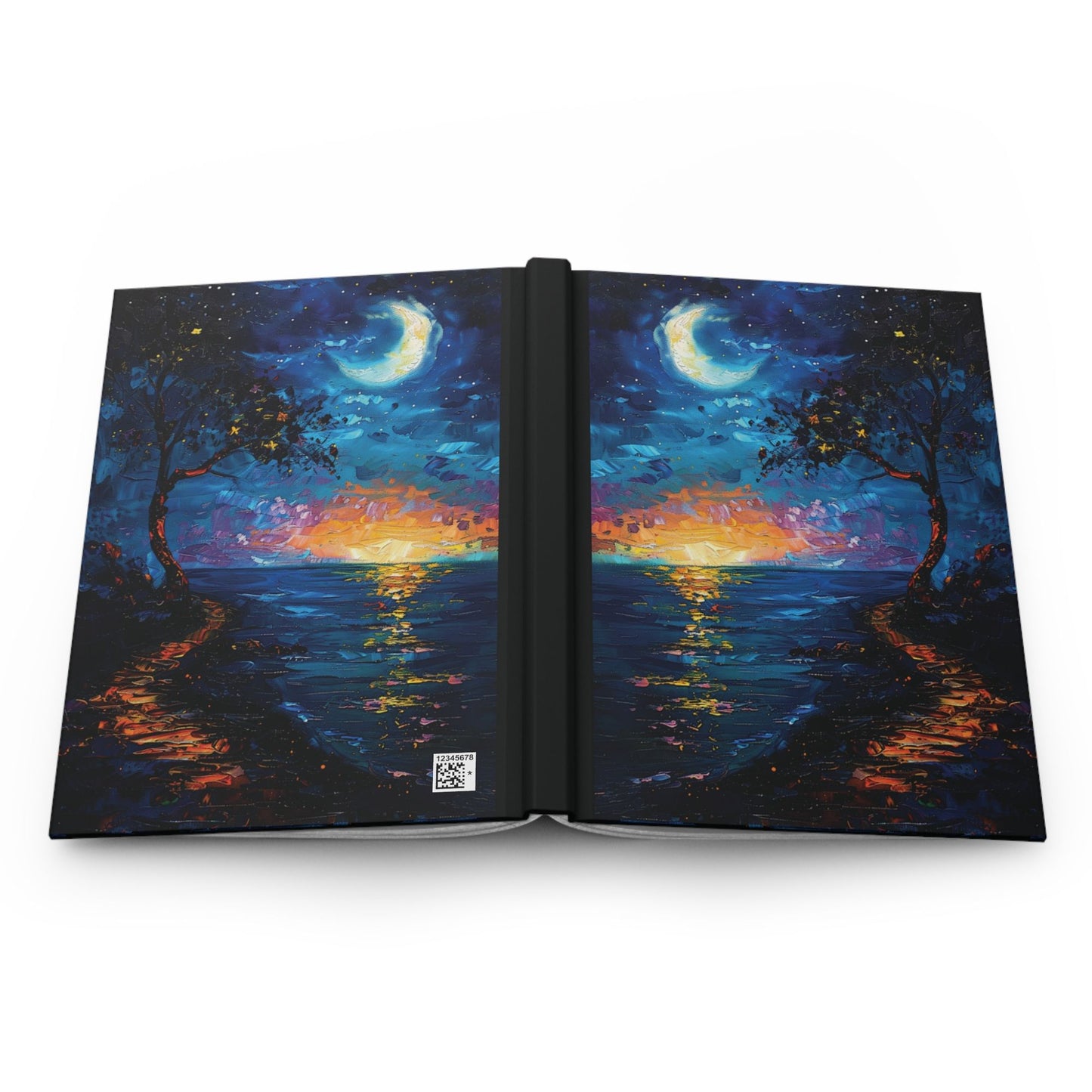 Whimsical Crescent Oceanview Hardcover Journal