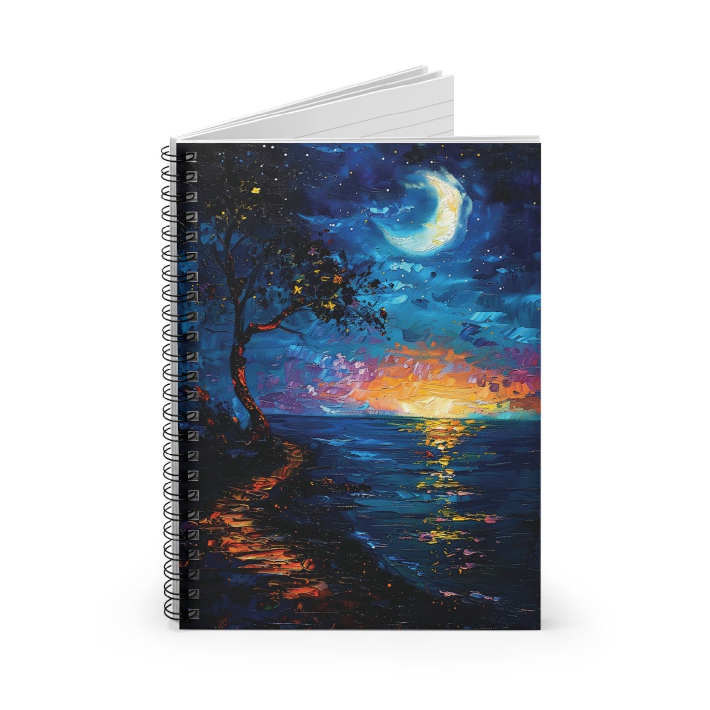 Whimsical Crescent Oceanview Spiralbound Notebook