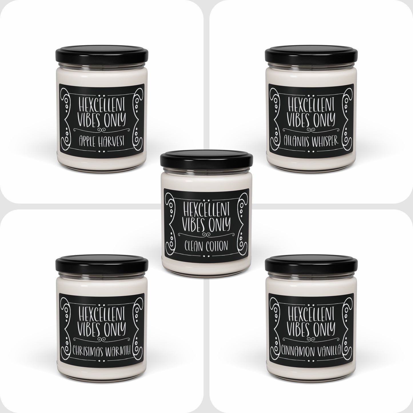 Funny Witchy Candle "Hexcellent vibes only" Scented and Unscented Options 9oz Soy Wax