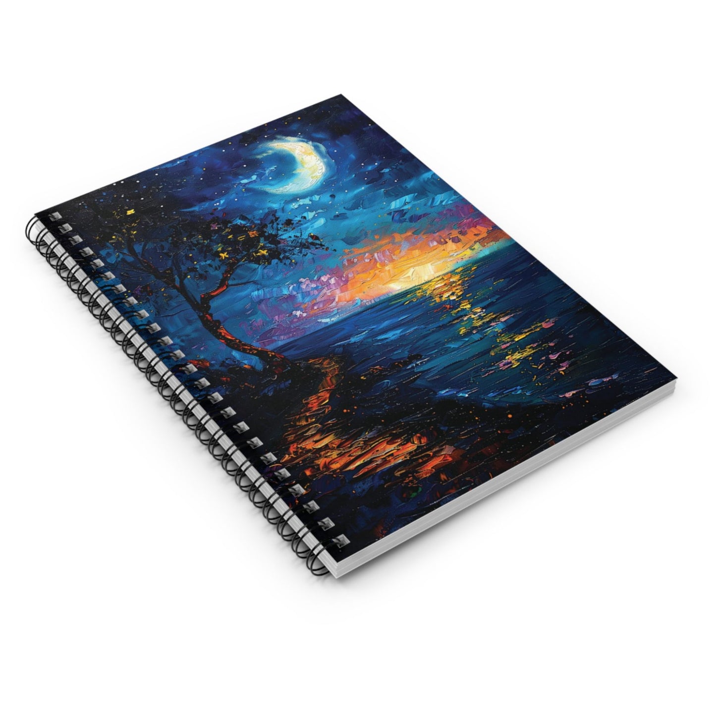 Whimsical Crescent Oceanview Spiralbound Notebook