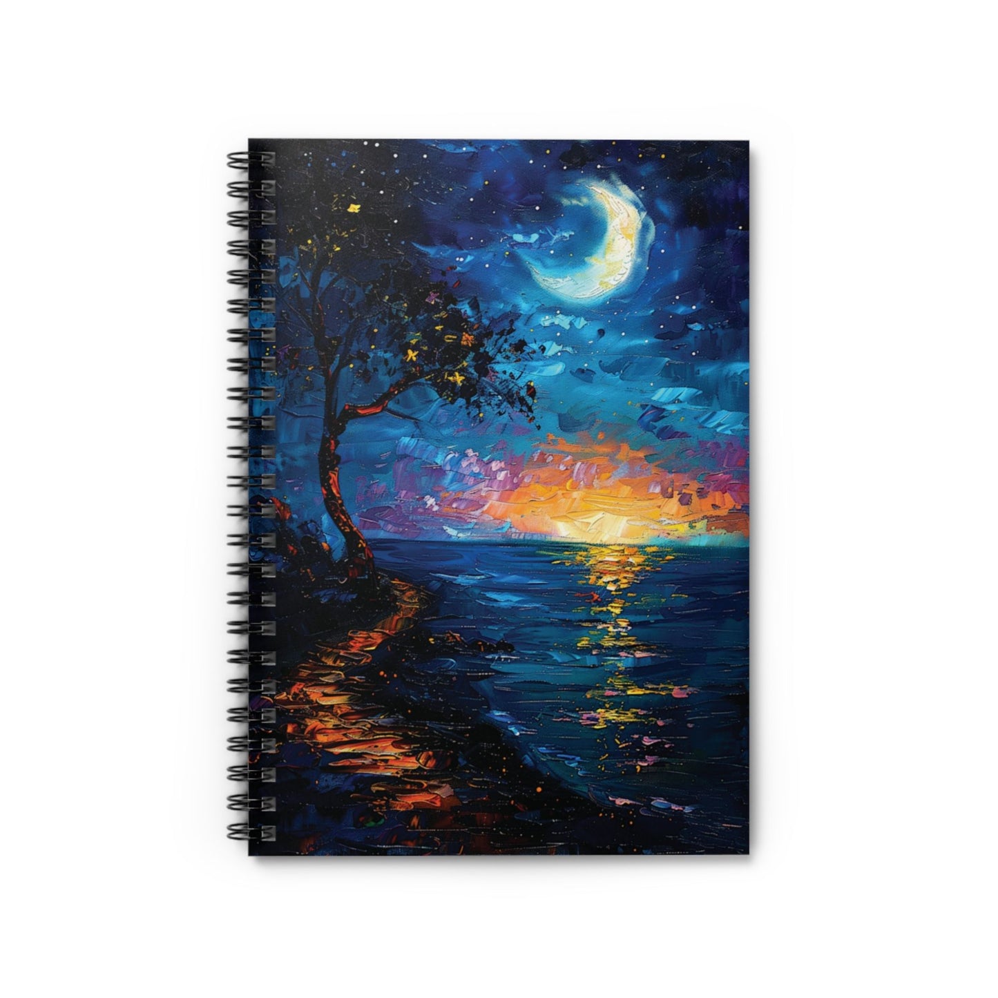 Whimsical Crescent Oceanview Spiralbound Notebook