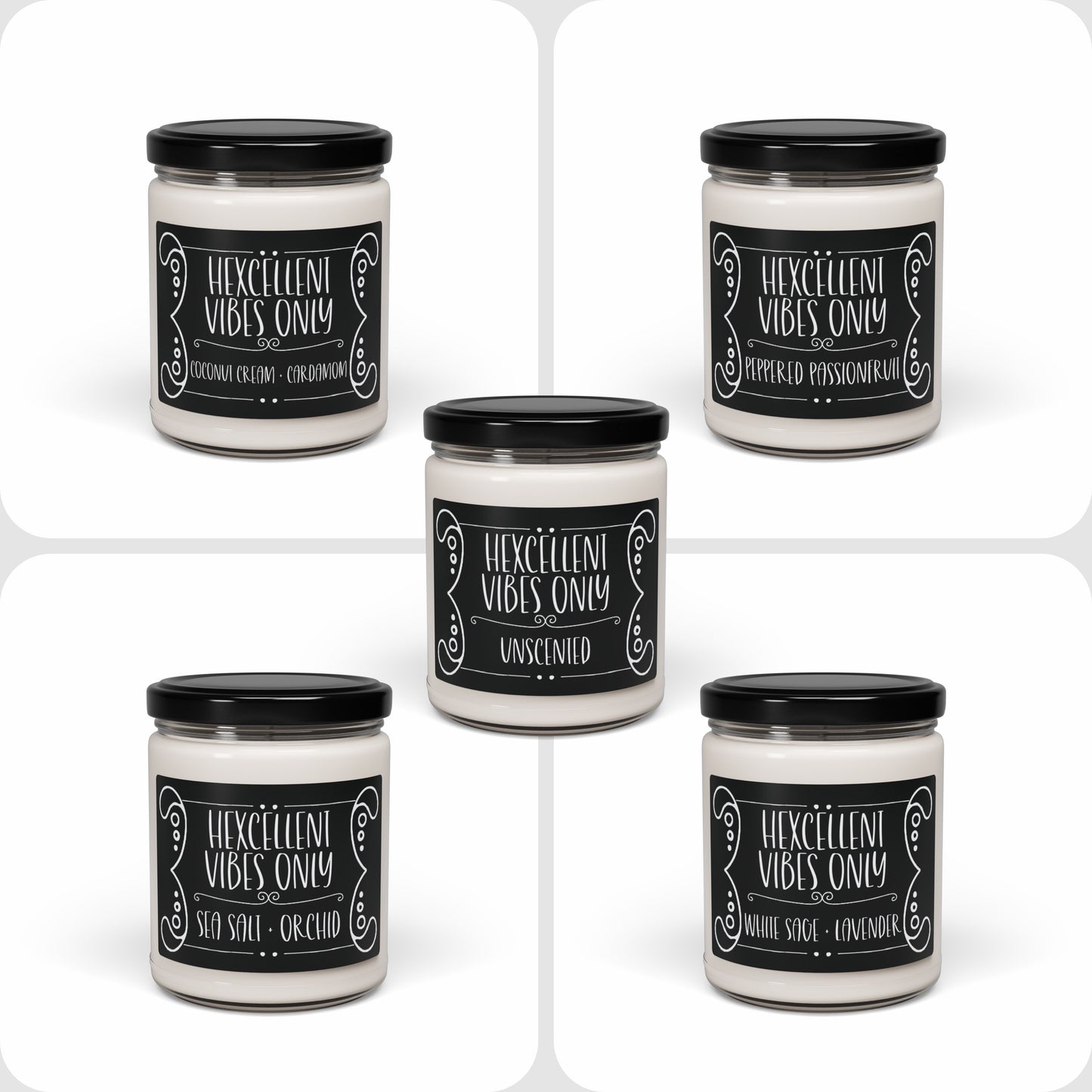 Funny Witchy Candle "Hexcellent vibes only" Scented and Unscented Options 9oz Soy Wax