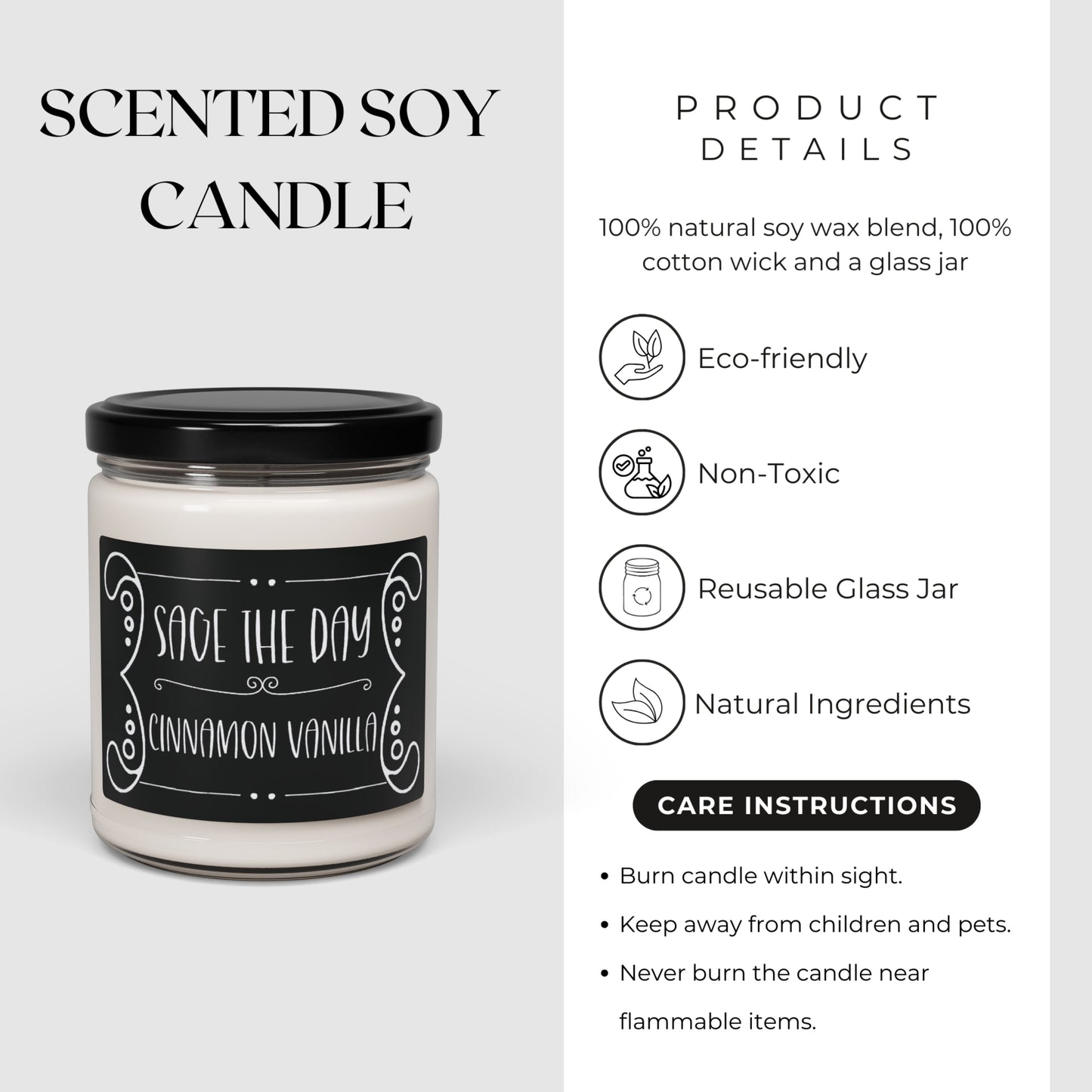 Witchy Candle "Sage the day" Scented and Unscented Options 9oz Soy Wax