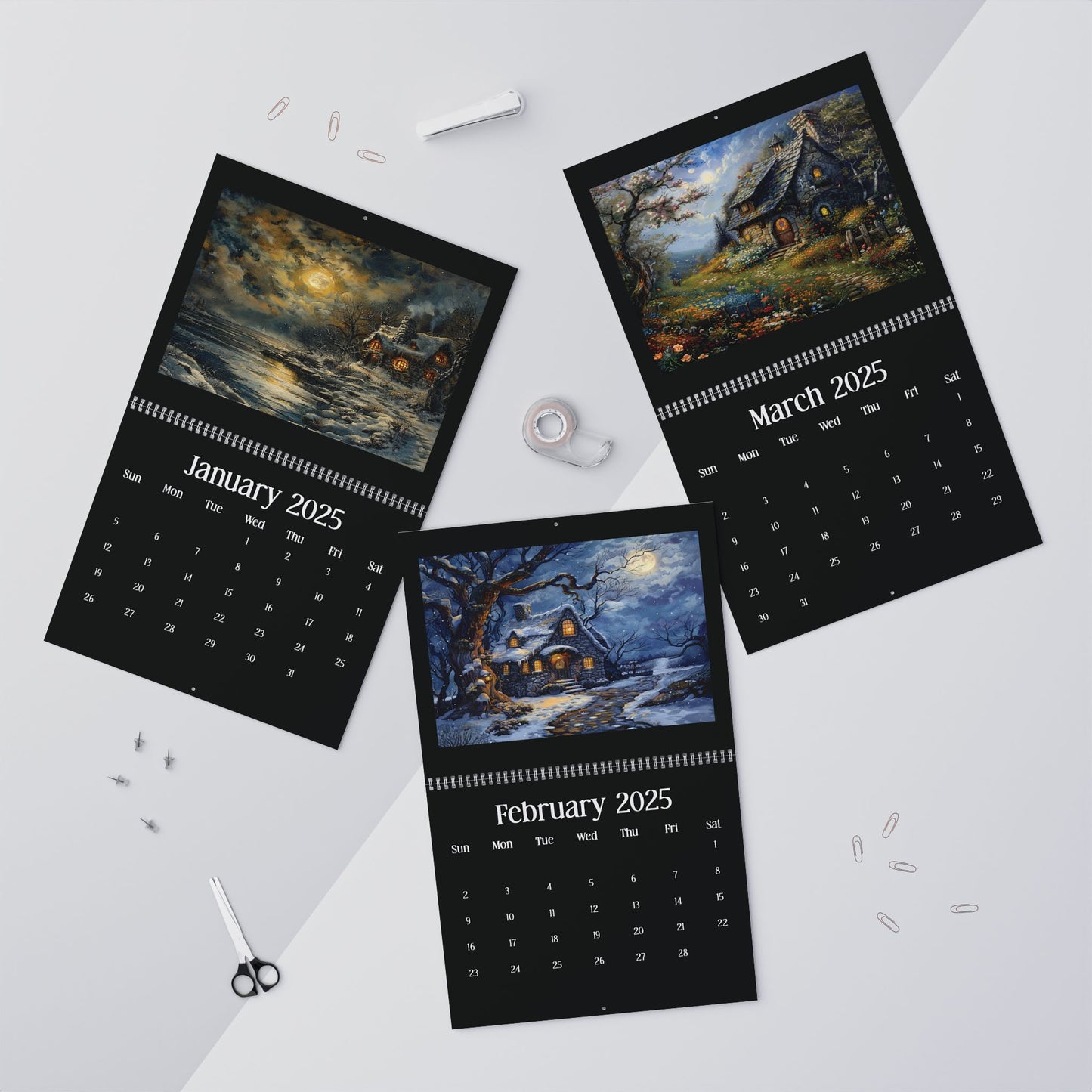 2025 Seasons of Cottages Wall Calendar