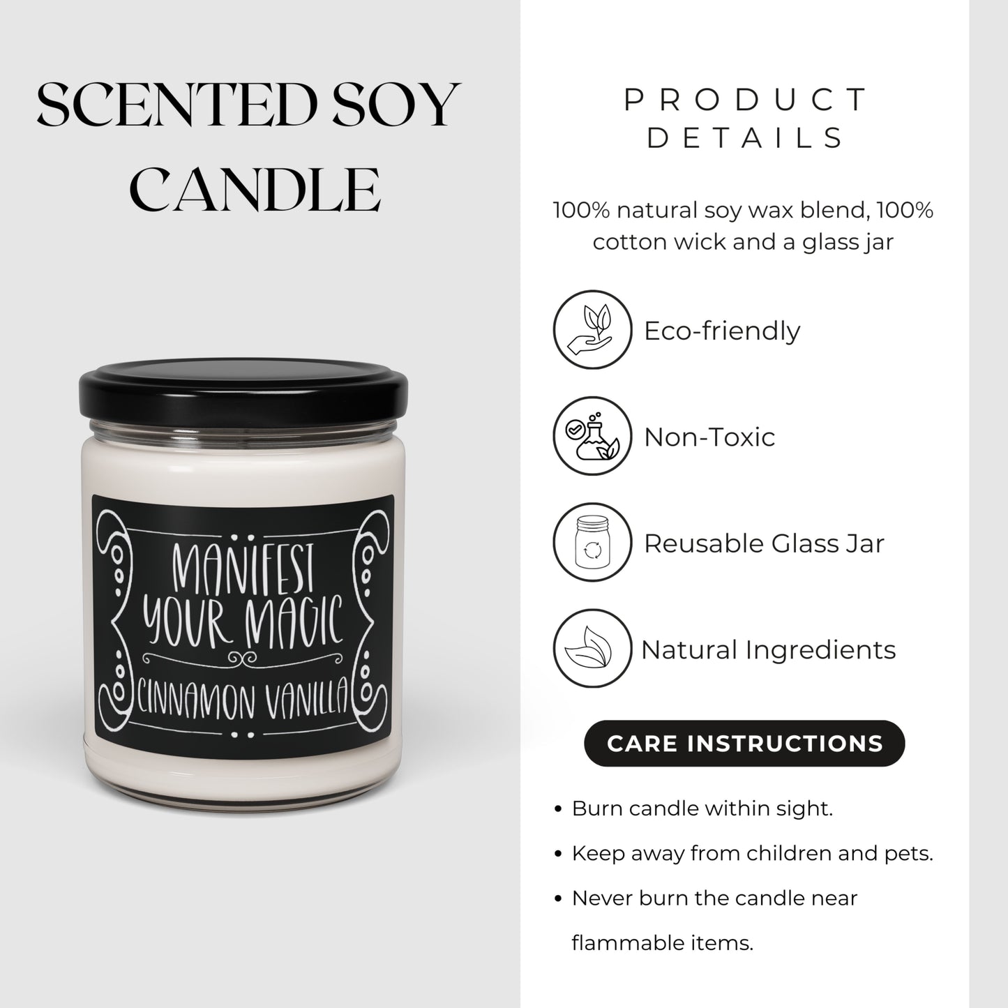 Witchy Candle "Manifest your magic" Scented and Unscented Options 9oz Soy Wax