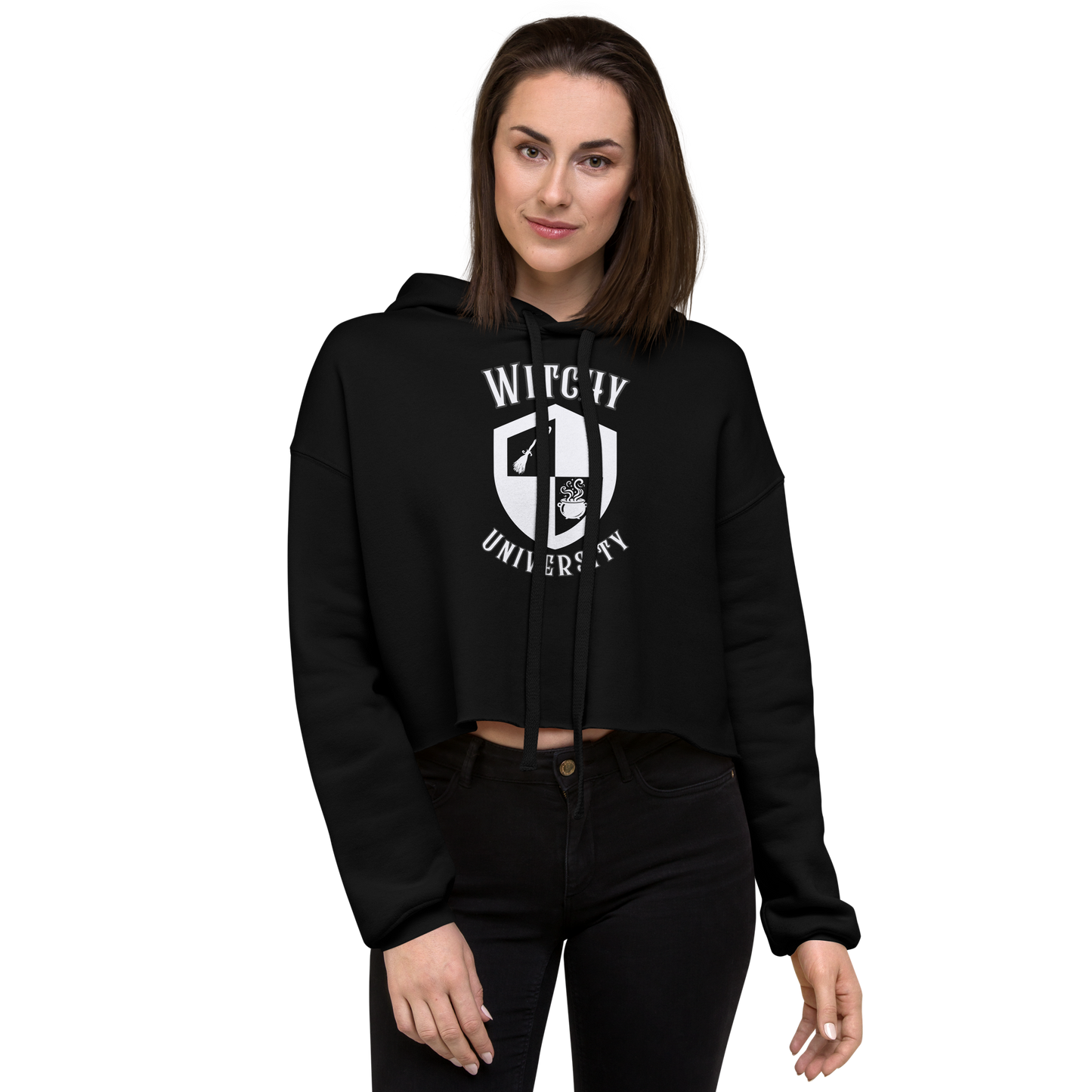 Witchy University Fleece Crop Hoodie