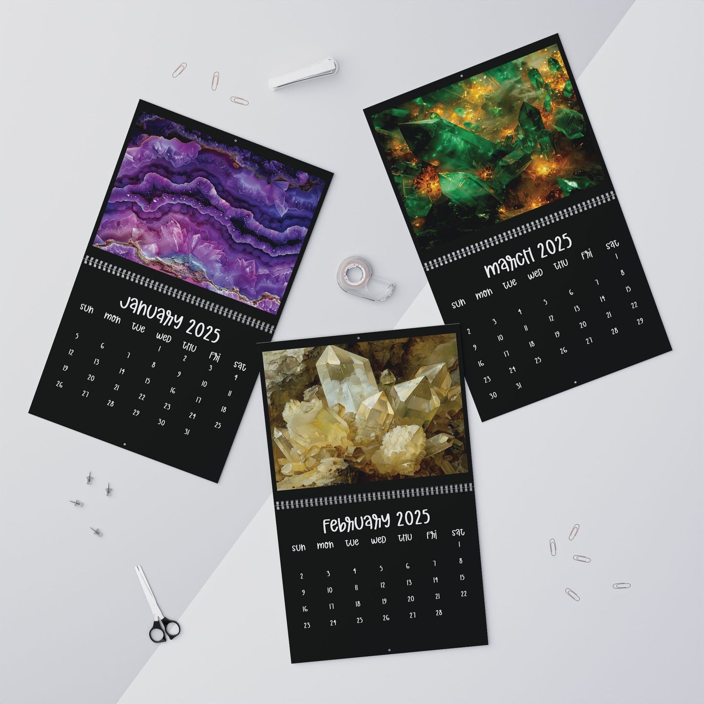 2025 Gemstone Crystal Wall Calendar