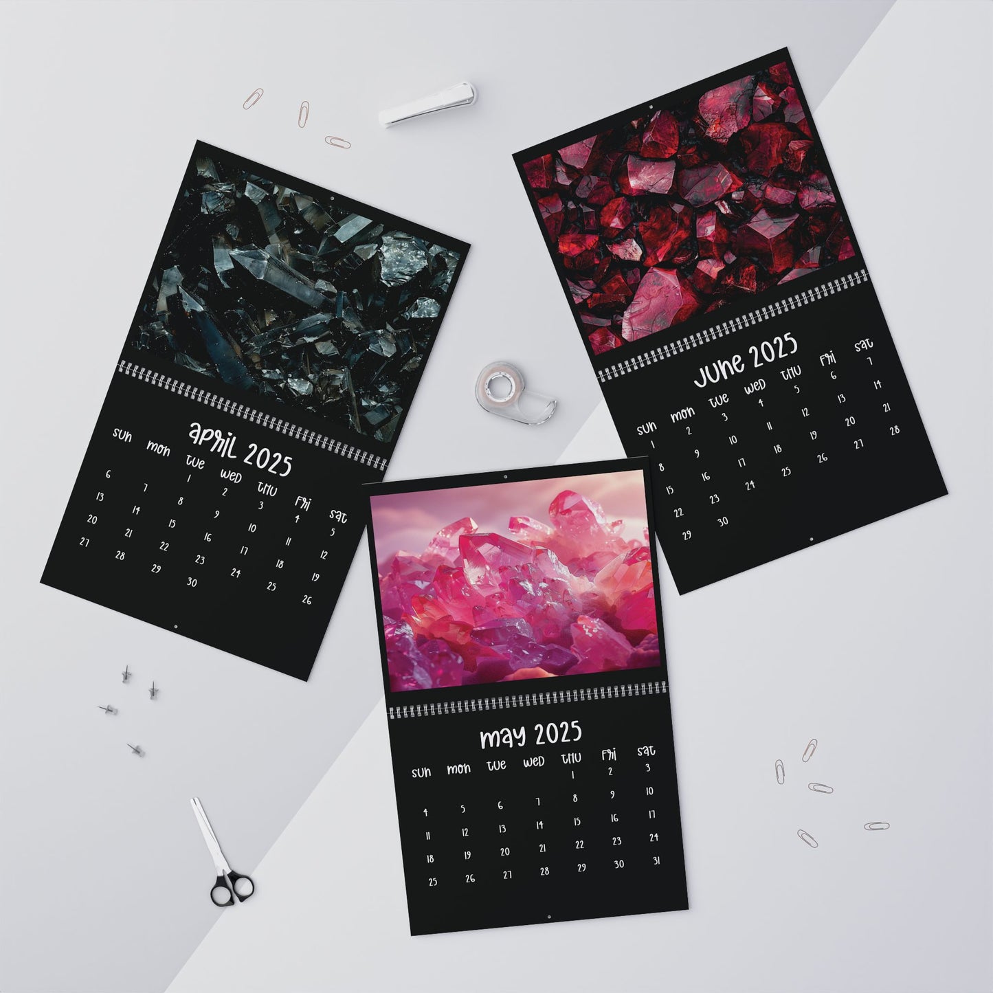 2025 Gemstone Crystal Wall Calendar