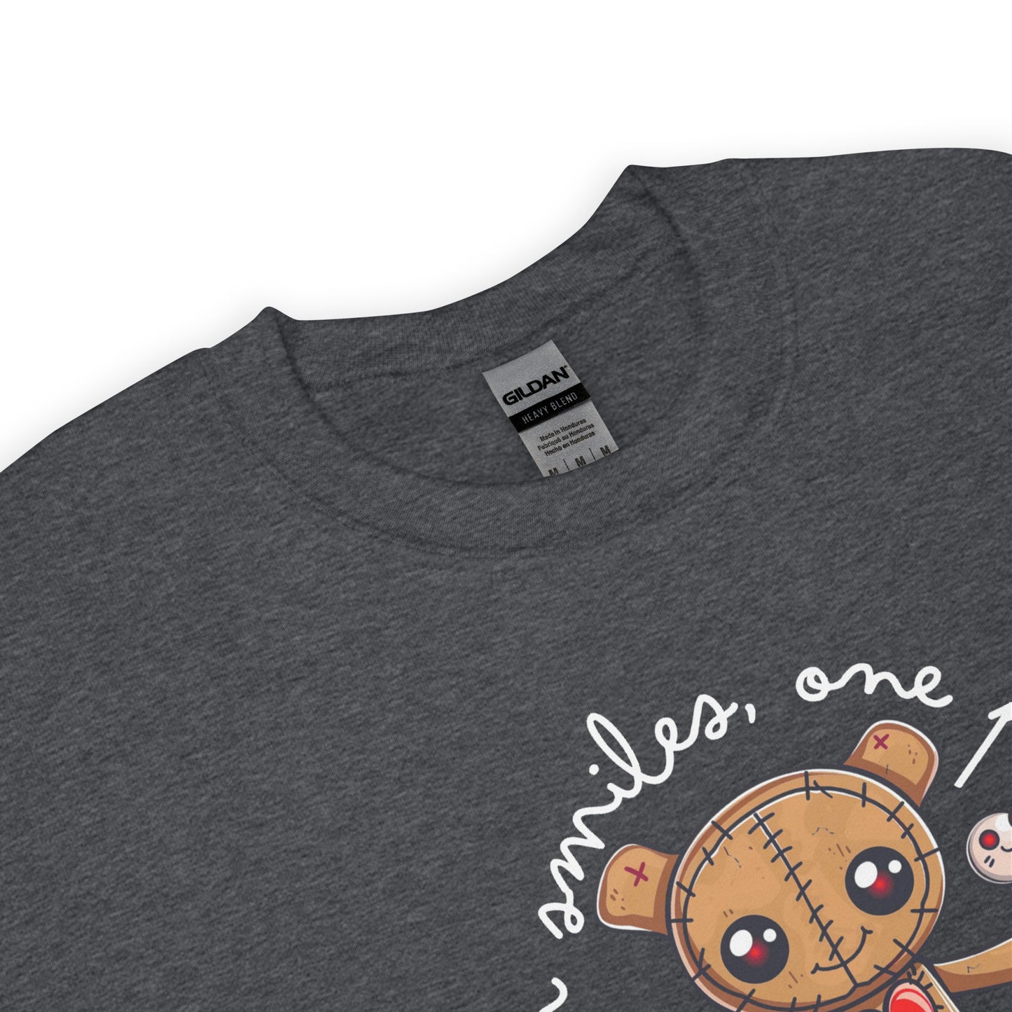 Voodoo Doll Quote: "Stitching up smiles on pin at a time" Unisex Sweatshirt