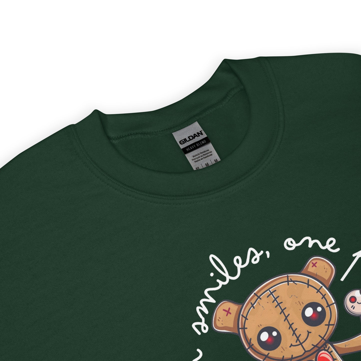 Voodoo Doll Quote: "Stitching up smiles on pin at a time" Unisex Sweatshirt
