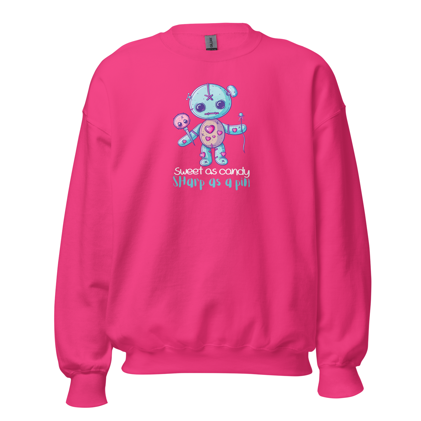 Voodoo Doll Quote: "Sweet as candy sharp as a pin" Unisex Sweatshirt