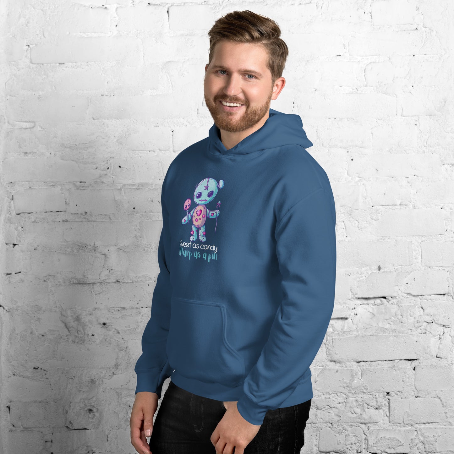 Voodoo Doll Quote: "Sweet as candy sharp as a pin" Unisex Hoodie