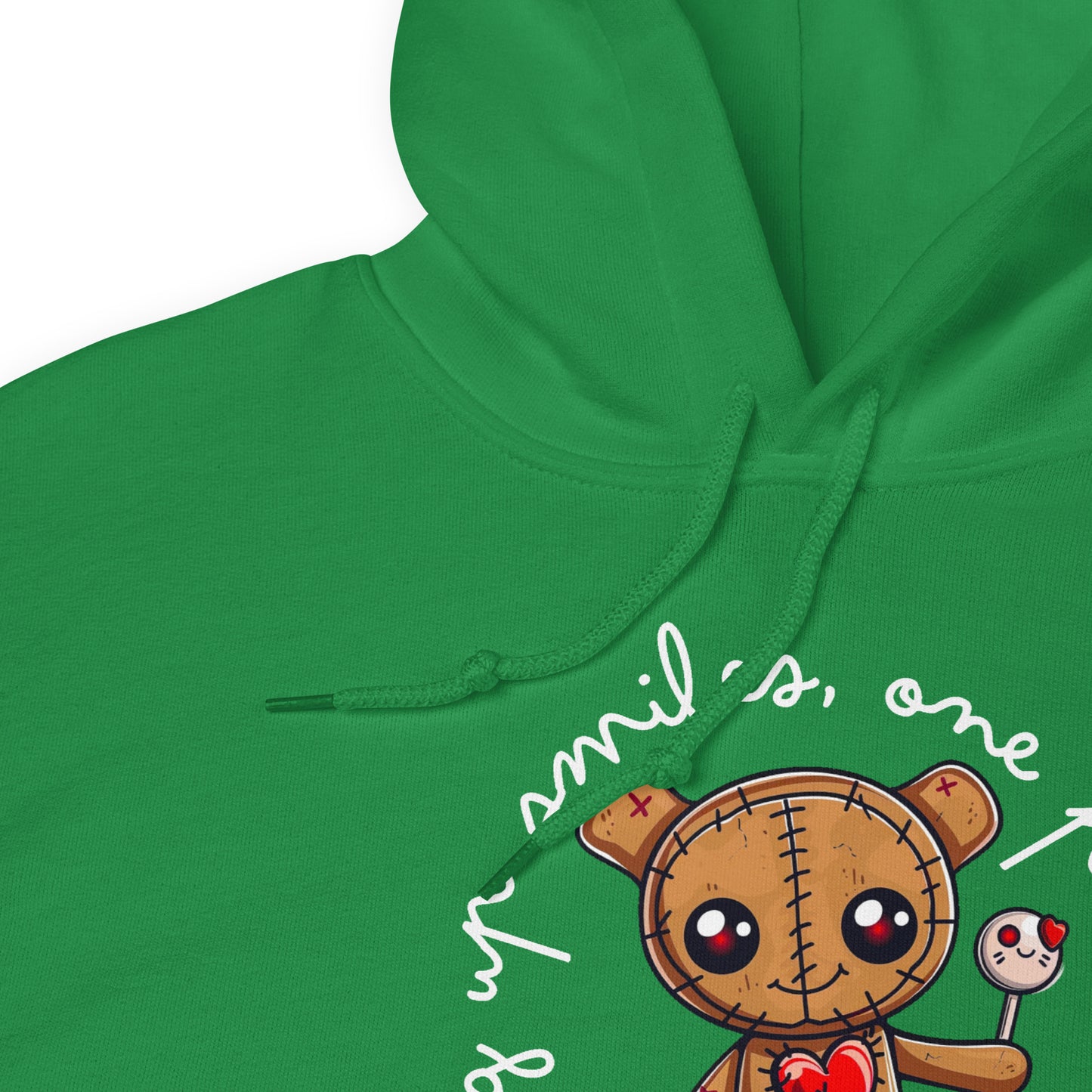 Voodoo Doll Quote: "Stitching up smiles one pin at at time" Unisex Hoodie