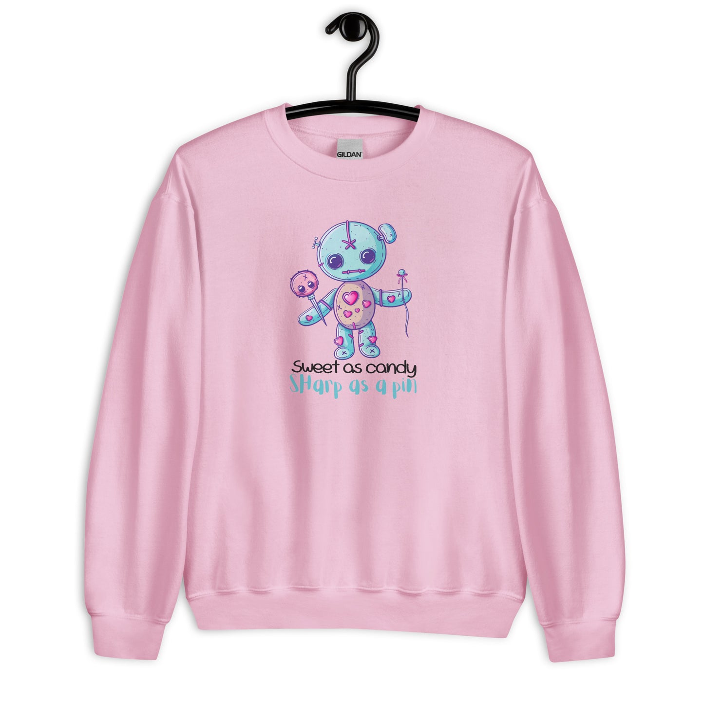 Voodoo Doll Quote: "Sweet as candy sharp as a pin" Unisex Sweatshirt