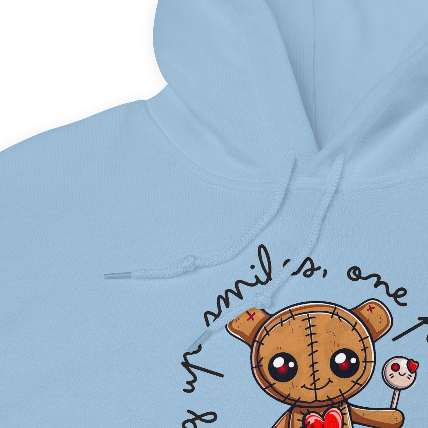 Voodoo Doll Quote: "Stitching up smiles one pin at at time" Unisex Hoodie