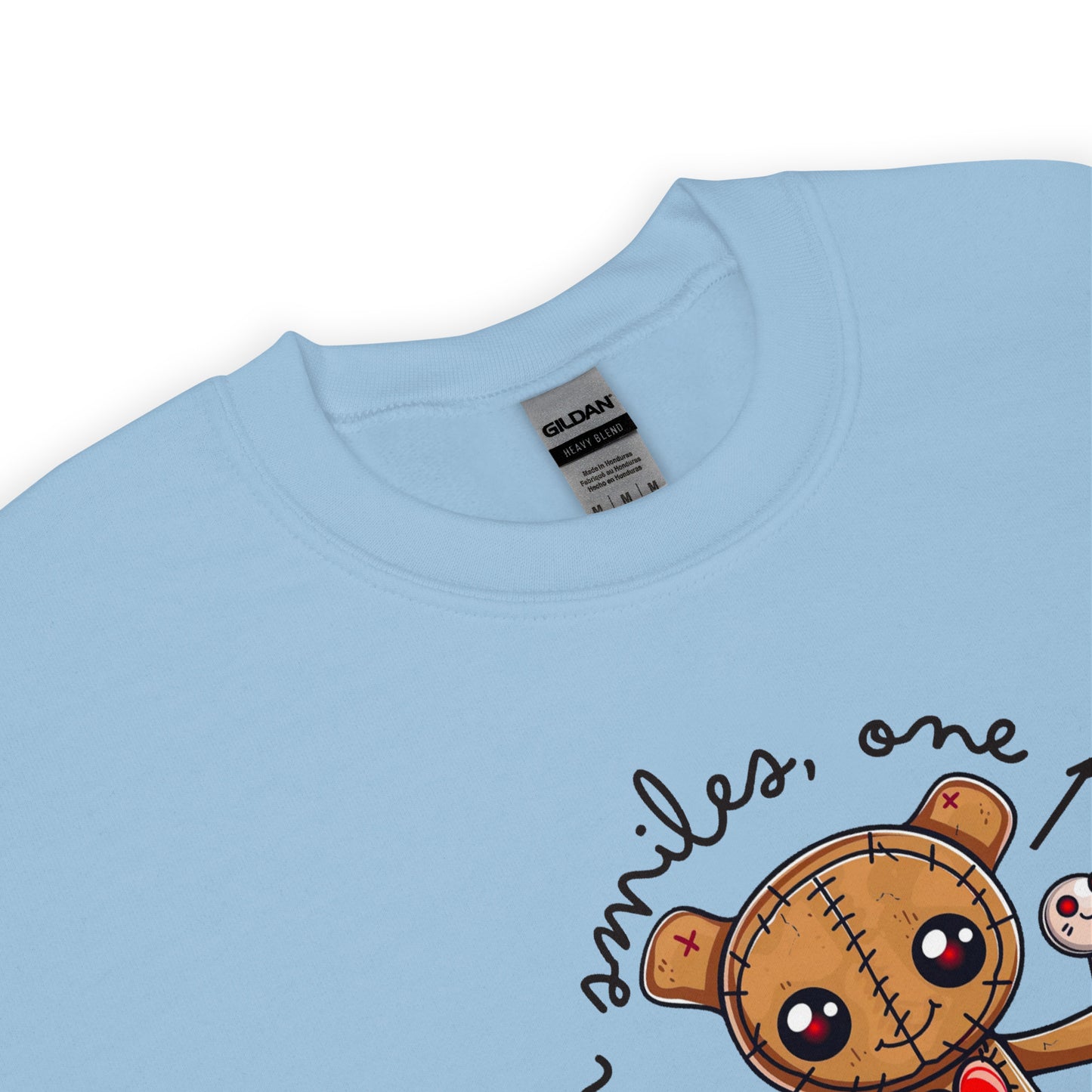 Voodoo Doll Quote: "Stitching up smiles on pin at a time" Unisex Sweatshirt