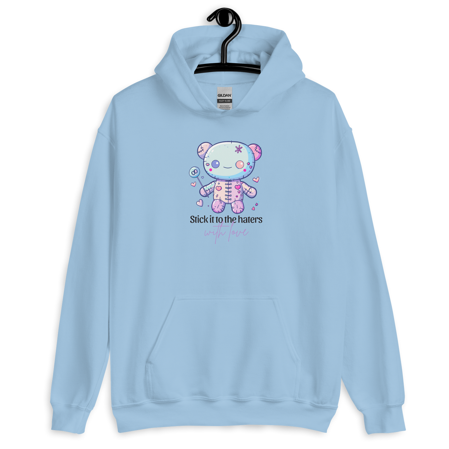 Voodoo Doll Quote: "Stick it to the haters with love" Unisex Hoodie