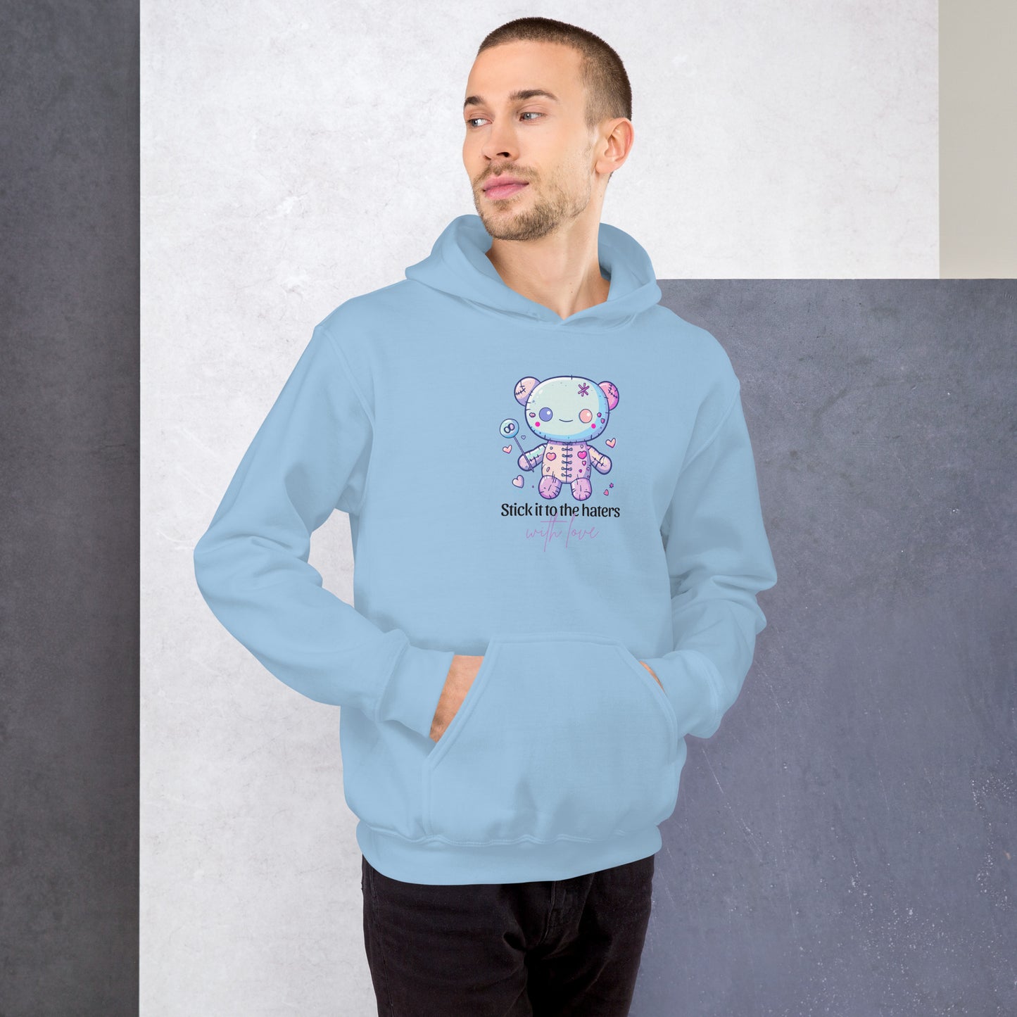 Voodoo Doll Quote: "Stick it to the haters with love" Unisex Hoodie