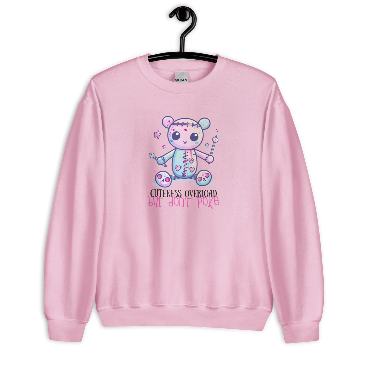 Voodoo Doll Quote: "Cuteness overload but don't poke" Unisex Sweatshirt