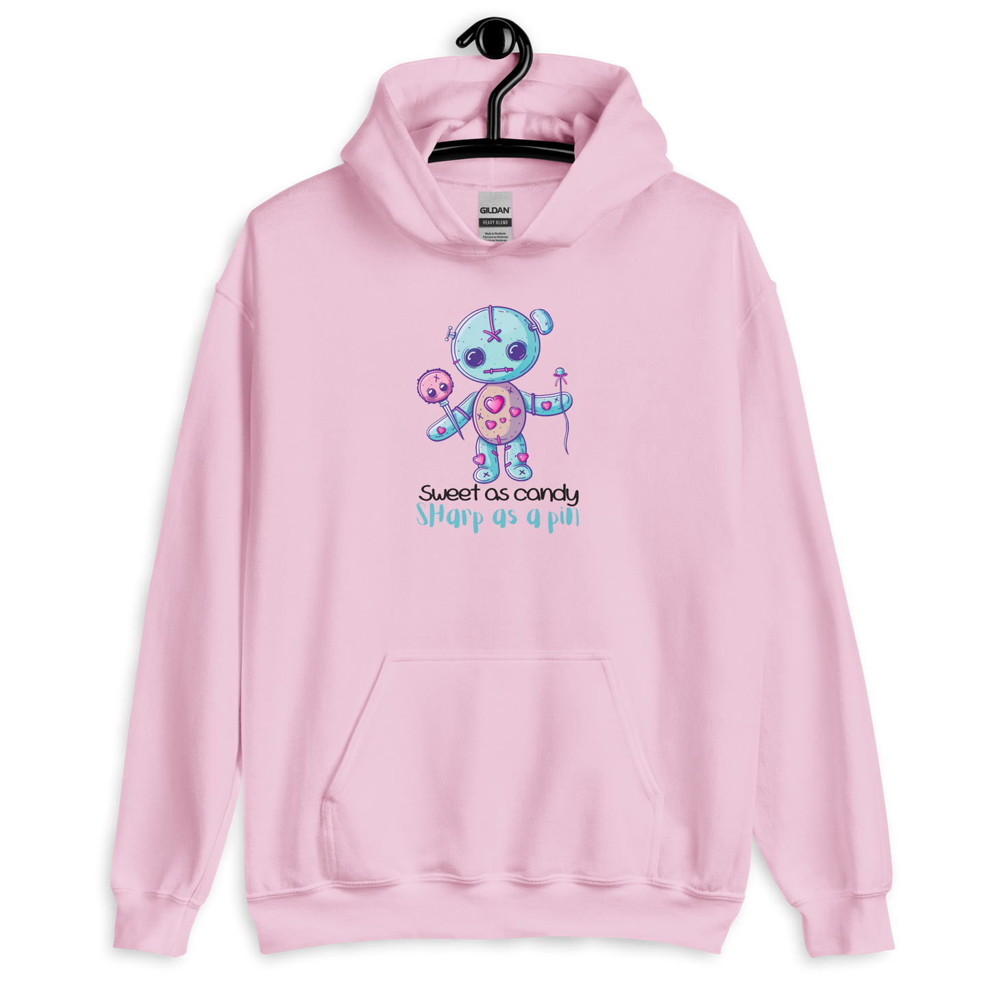 Voodoo Doll Quote: "Sweet as candy sharp as a pin" Unisex Hoodie