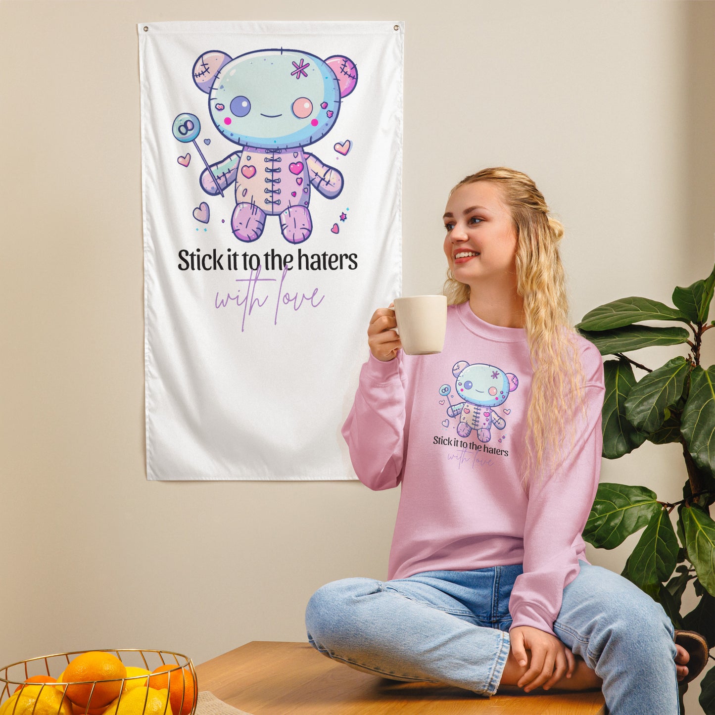 Voodoo Doll Quote: "Stick it to the haters with love" Unisex Sweatshirt