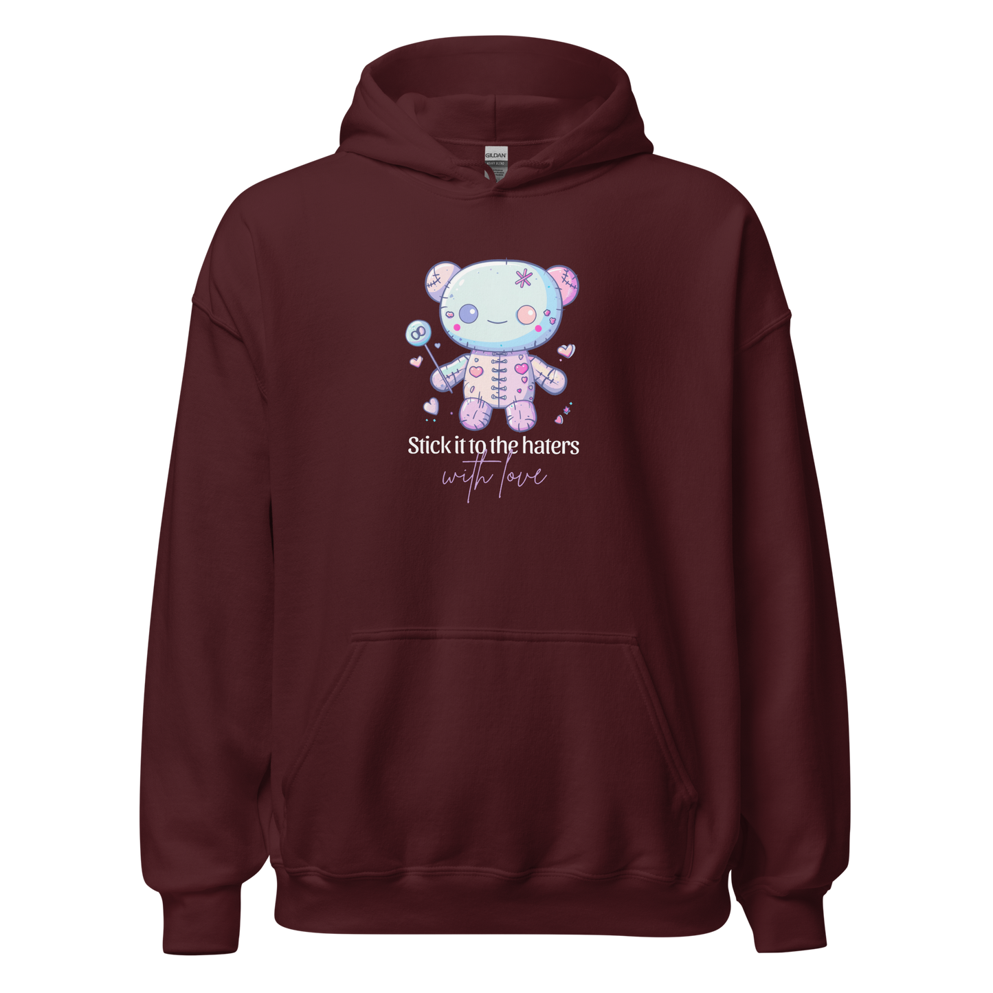 Voodoo Doll Quote: "Stick it to the haters with love" Unisex Hoodie