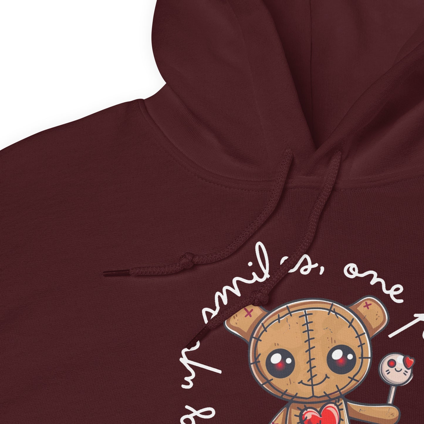 Voodoo Doll Quote: "Stitching up smiles one pin at at time" Unisex Hoodie