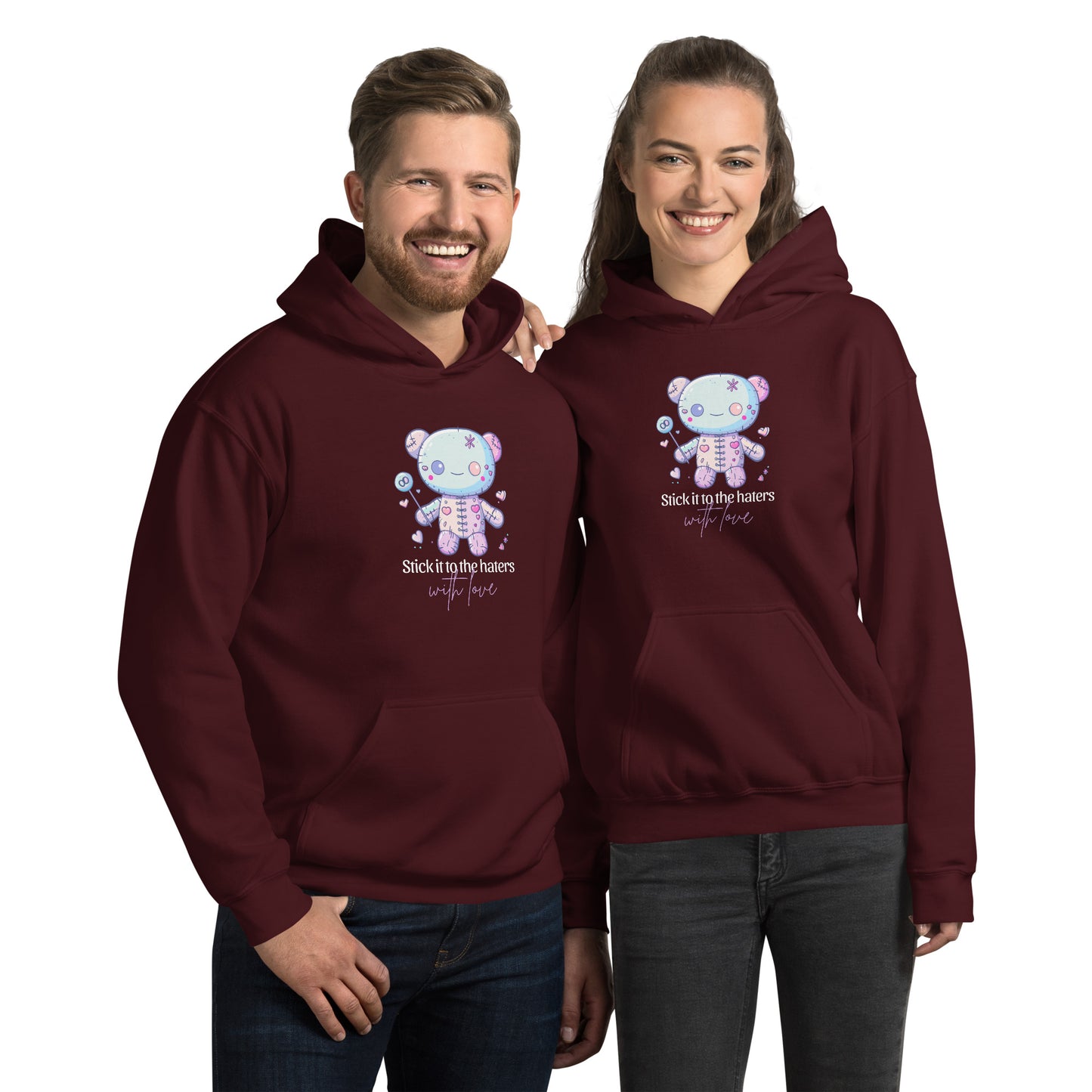 Voodoo Doll Quote: "Stick it to the haters with love" Unisex Hoodie