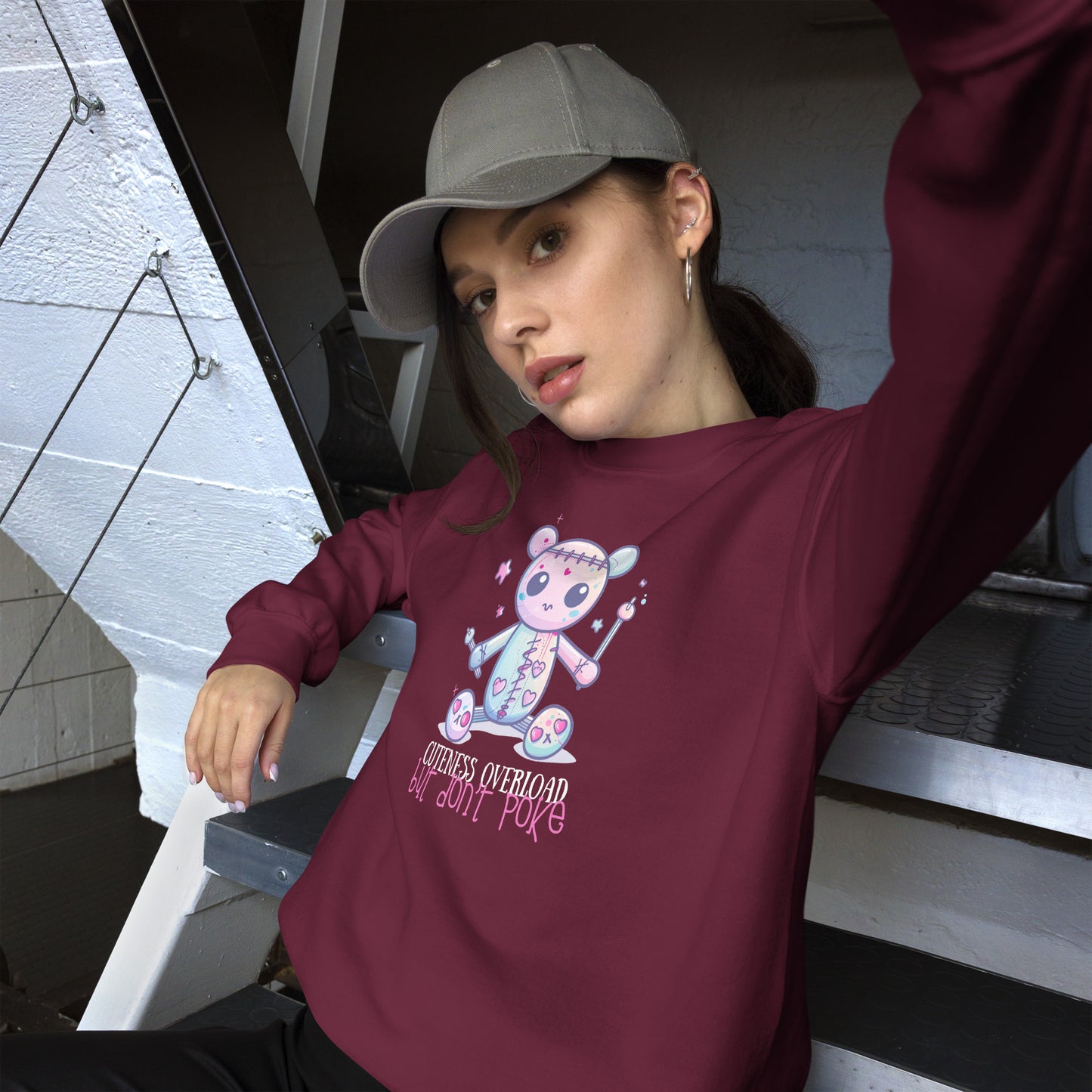 Voodoo Doll Quote: "Cuteness overload but don't poke" Unisex Sweatshirt