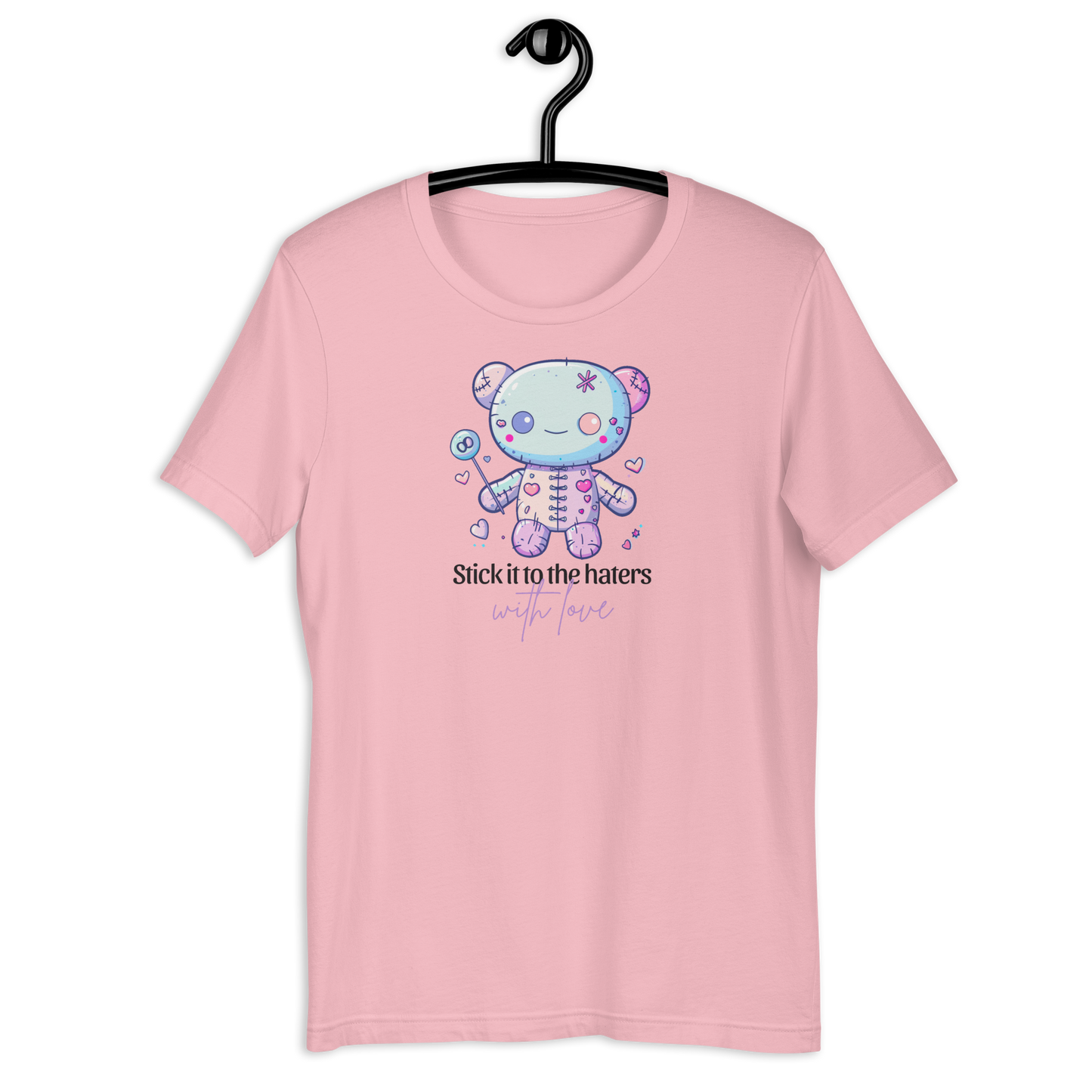 Voodoo Doll Quote: "Stick it to the haters with love" Unisex t-shirt