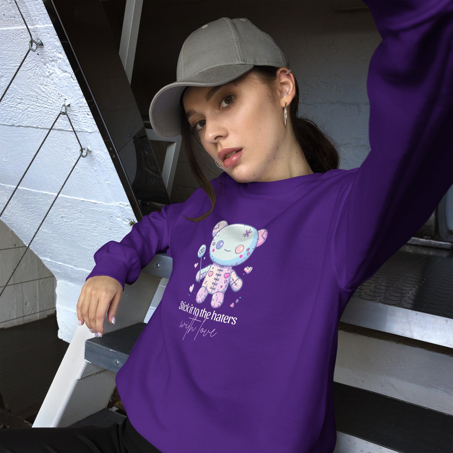 Voodoo Doll Quote: "Stick it to the haters with love" Unisex Sweatshirt