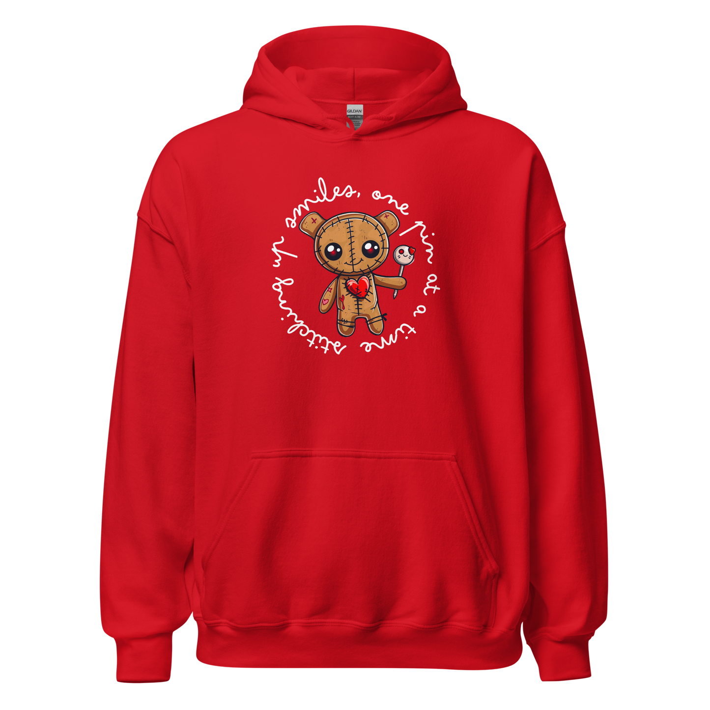 Voodoo Doll Quote: "Stitching up smiles one pin at at time" Unisex Hoodie