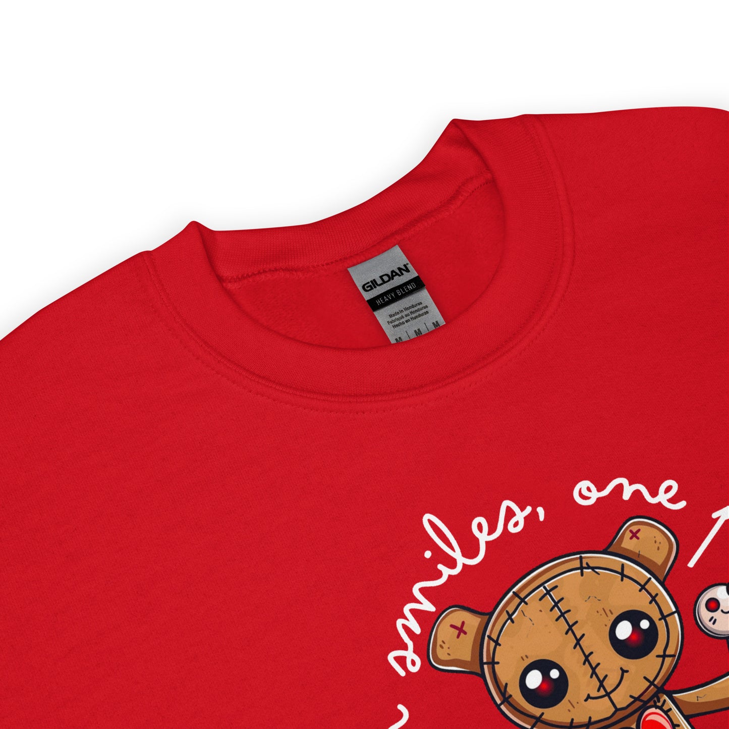 Voodoo Doll Quote: "Stitching up smiles on pin at a time" Unisex Sweatshirt