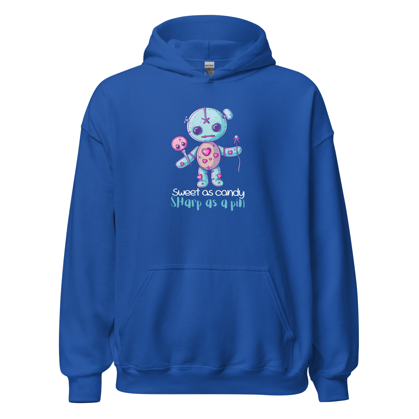 Voodoo Doll Quote: "Sweet as candy sharp as a pin" Unisex Hoodie