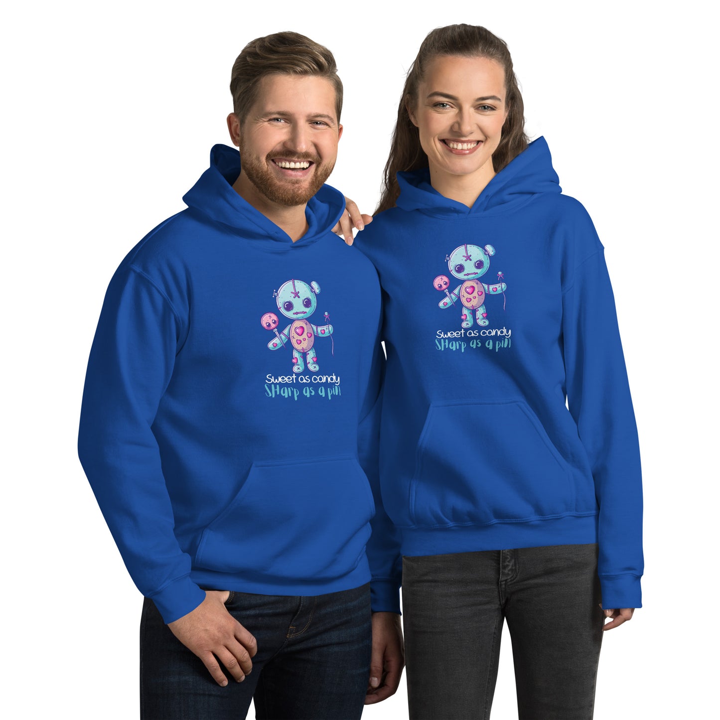 Voodoo Doll Quote: "Sweet as candy sharp as a pin" Unisex Hoodie