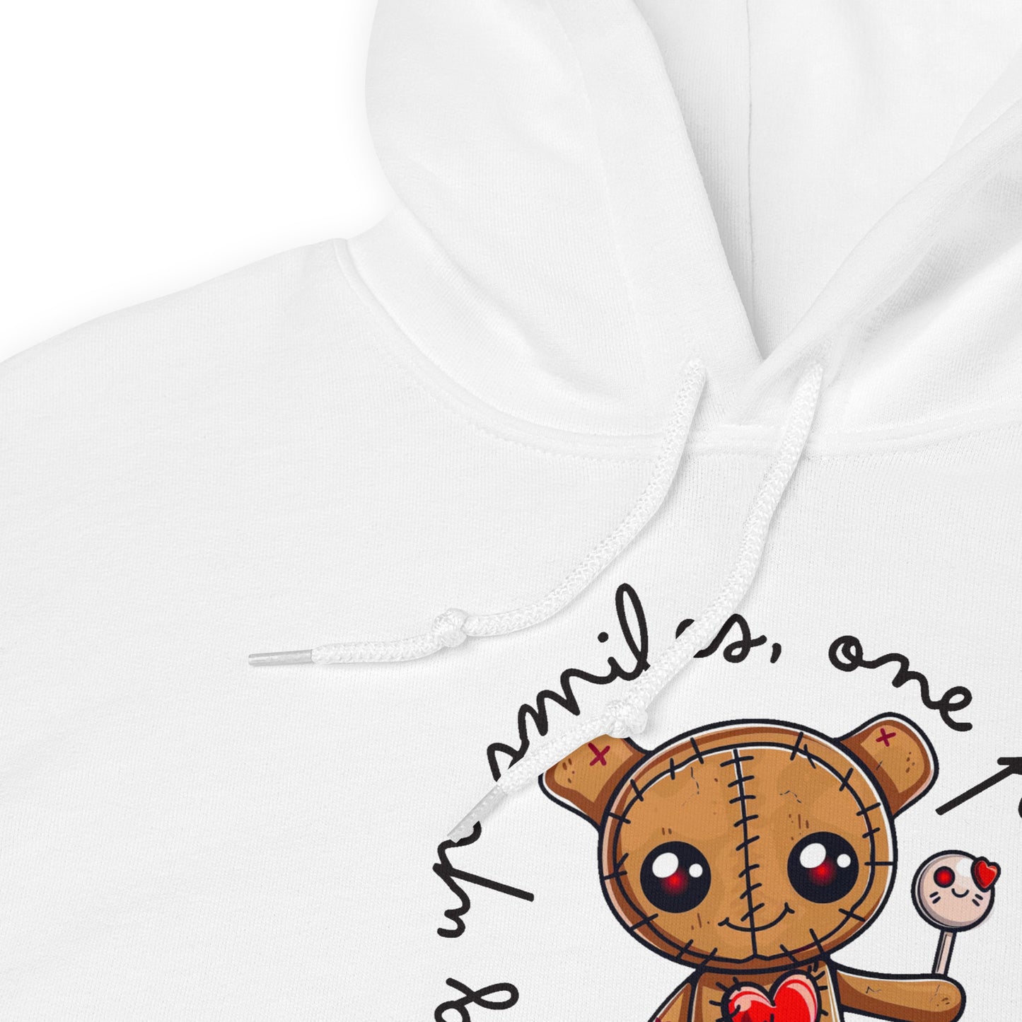 Voodoo Doll Quote: "Stitching up smiles one pin at at time" Unisex Hoodie
