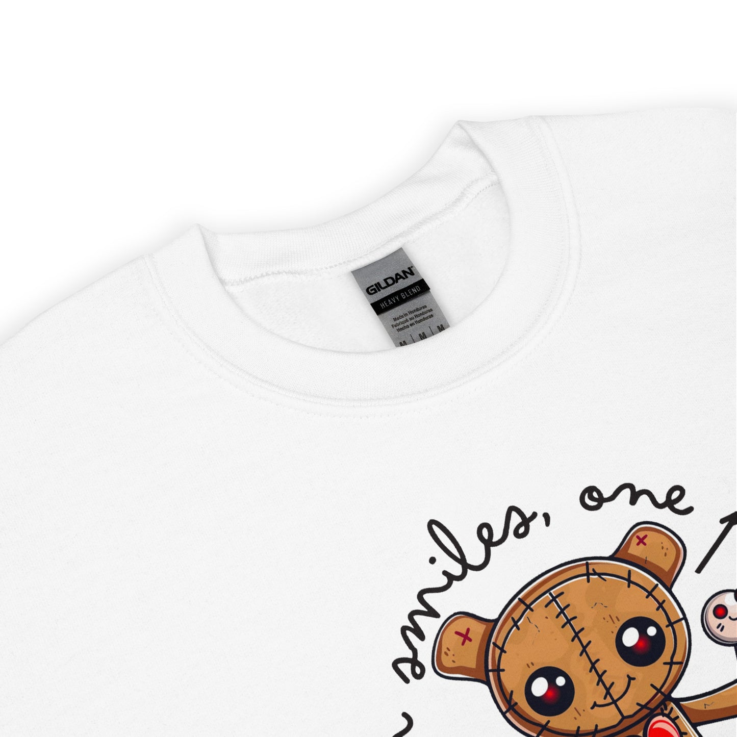 Voodoo Doll Quote: "Stitching up smiles on pin at a time" Unisex Sweatshirt