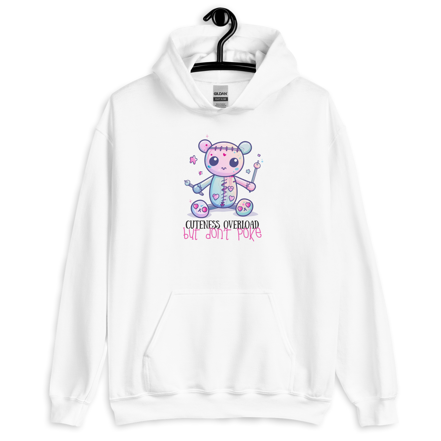 Voodoo Doll Quote: "Cuteness overload but don't poke" Unisex Hoodie