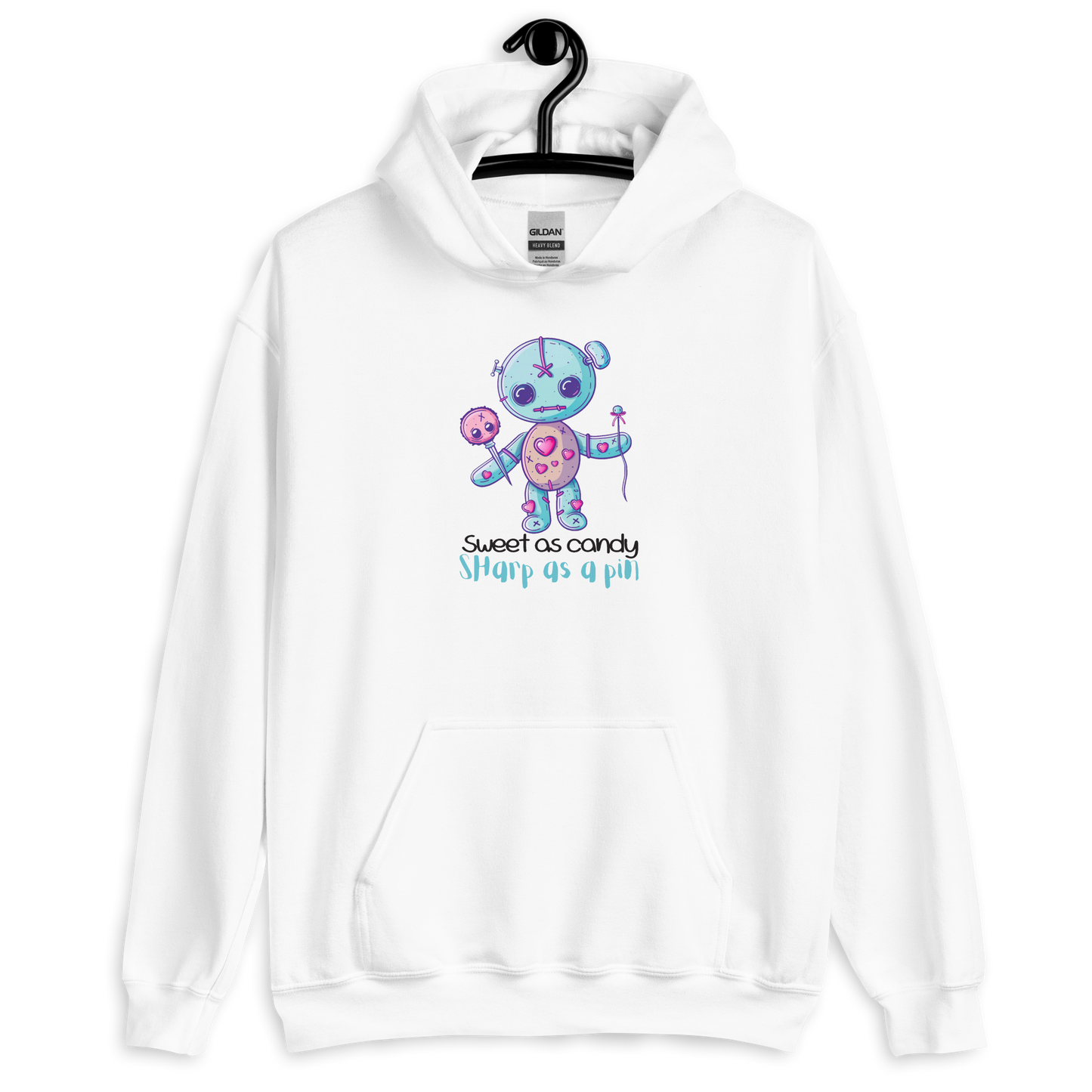 Voodoo Doll Quote: "Sweet as candy sharp as a pin" Unisex Hoodie