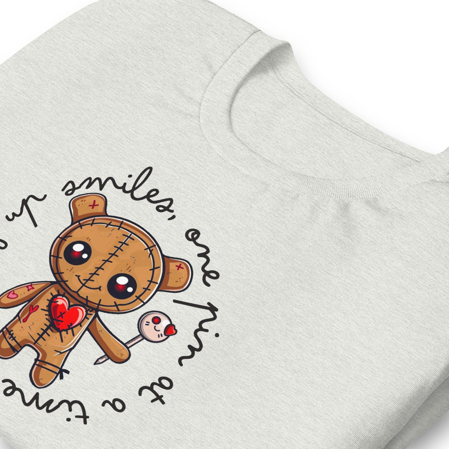Voodoo Doll Quote: "Stitching up smiles one pin at a time" Unisex T-shirt