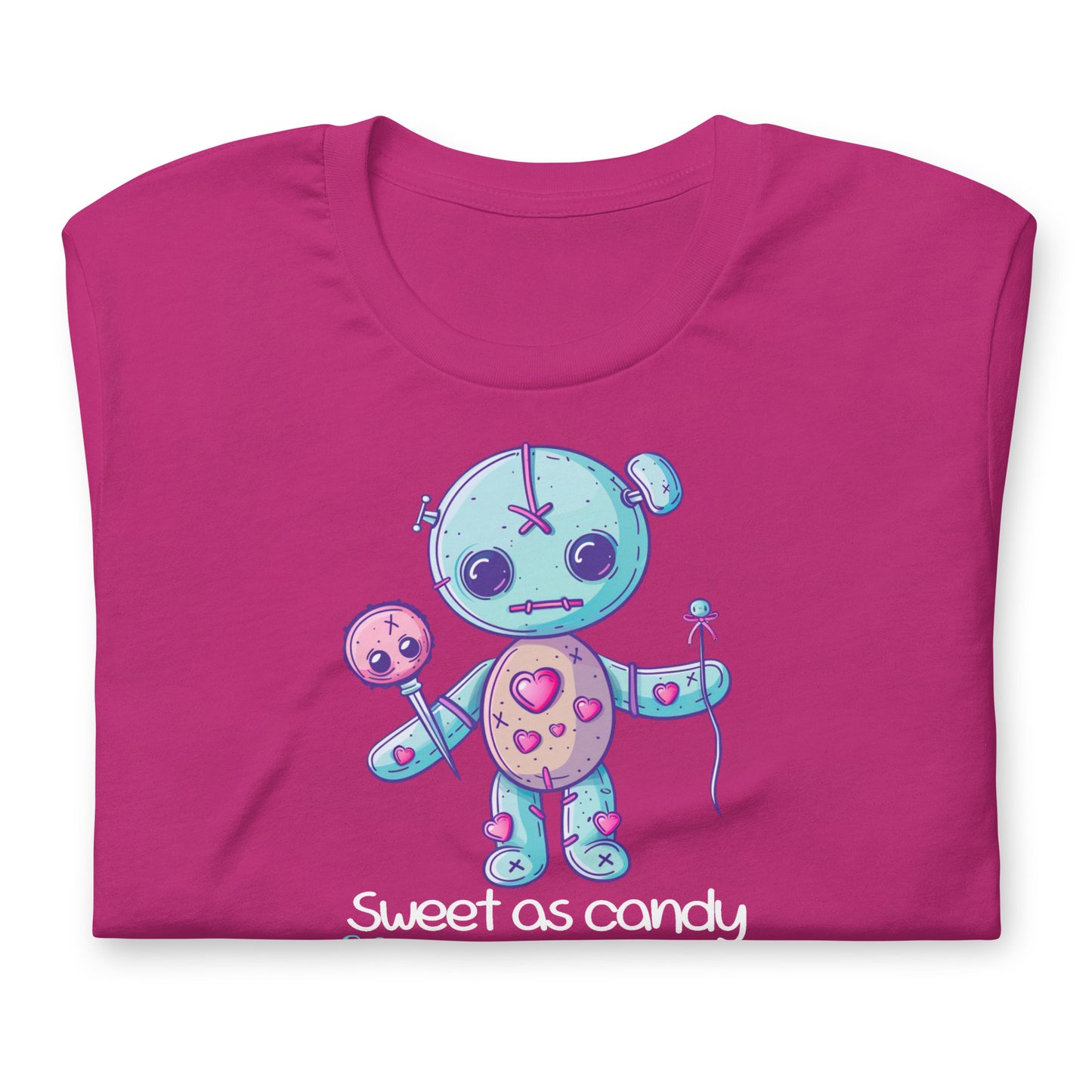Voodoo Doll Quote: "Sweet as candy sharp as a pin" Unisex t-shirt
