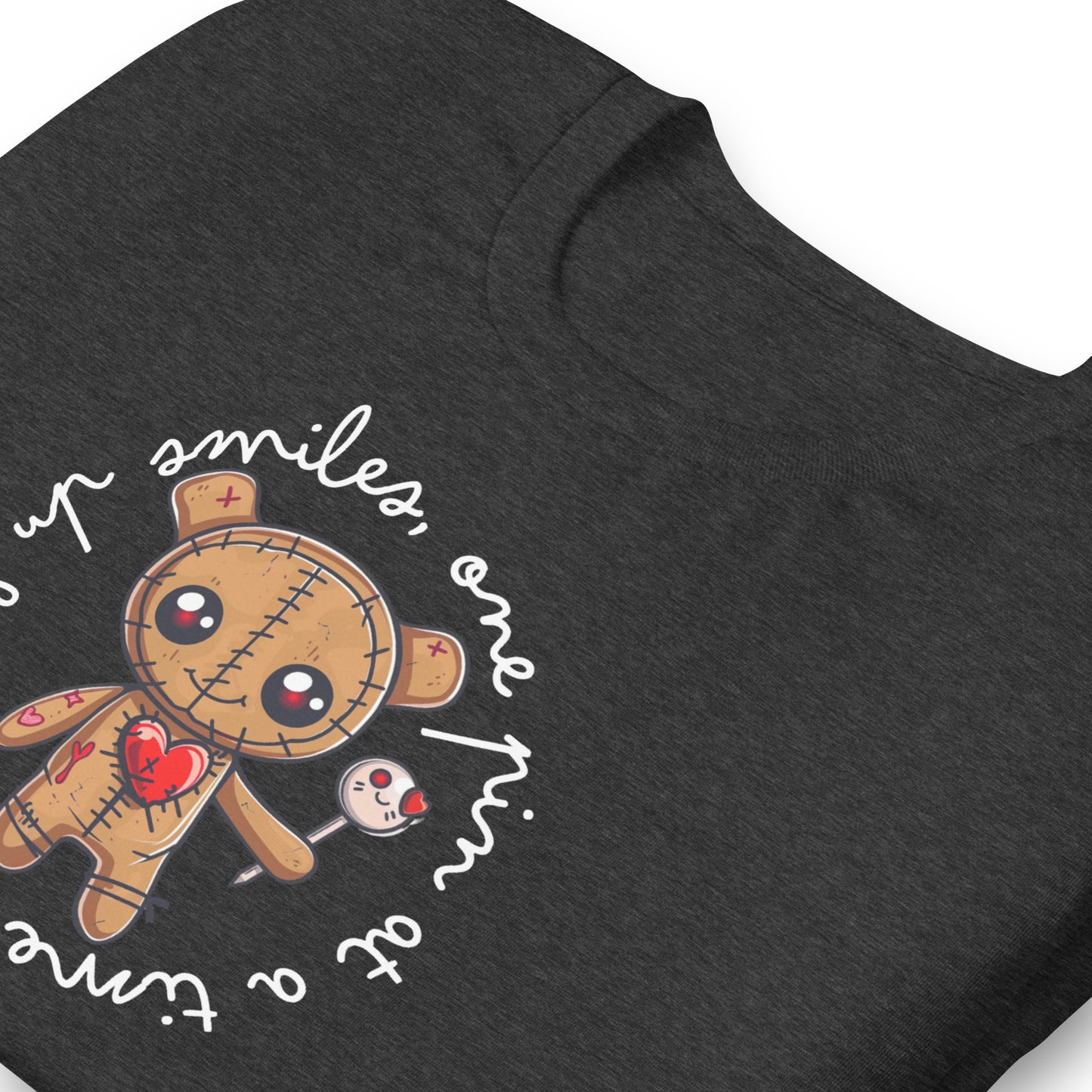 Voodoo Doll Quote: "Stitching up smiles one pin at a time" Unisex T-shirt