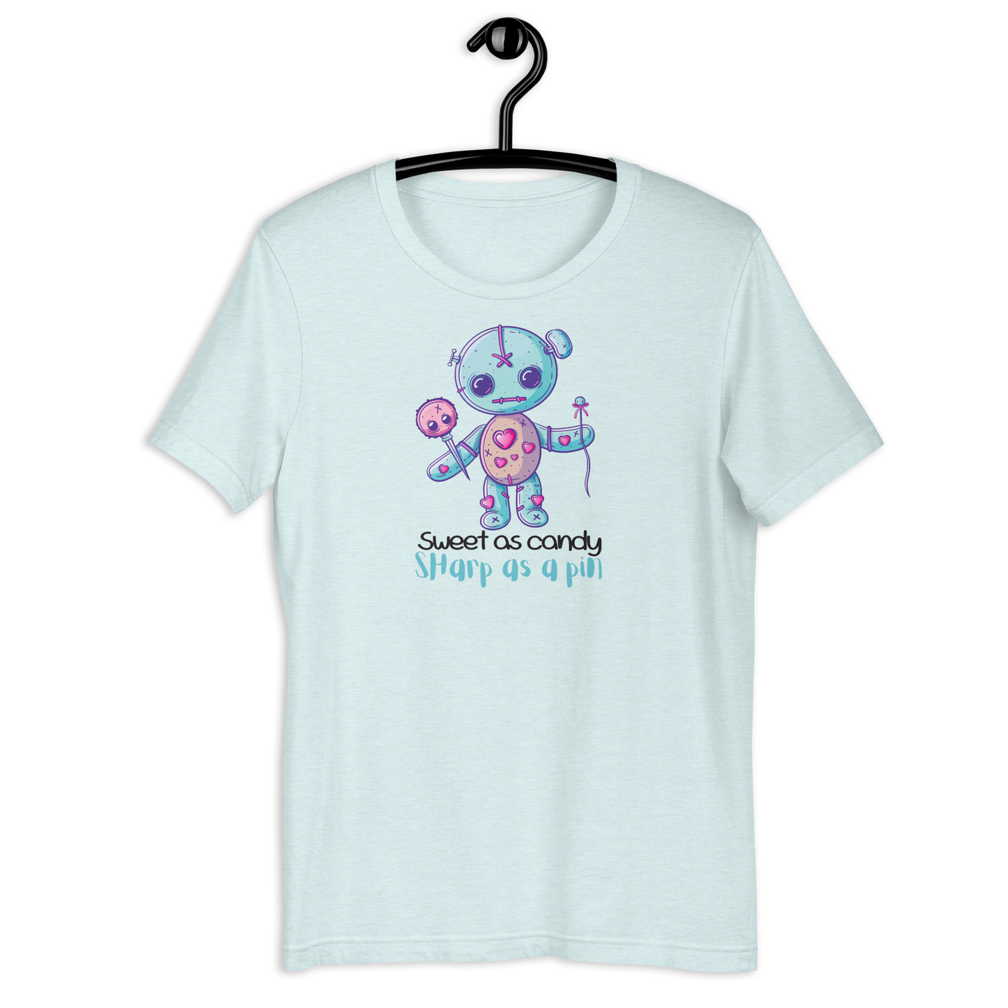 Voodoo Doll Quote: "Sweet as candy sharp as a pin" Unisex t-shirt