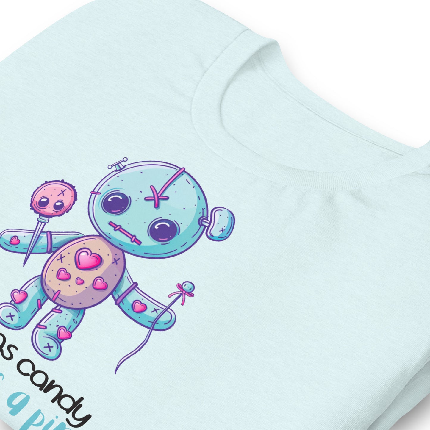 Voodoo Doll Quote: "Sweet as candy sharp as a pin" Unisex t-shirt