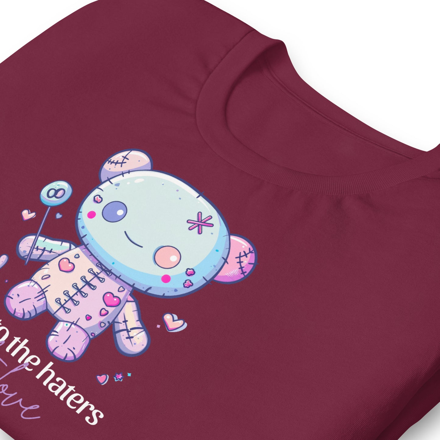 Voodoo Doll Quote: "Stick it to the haters with love" Unisex t-shirt