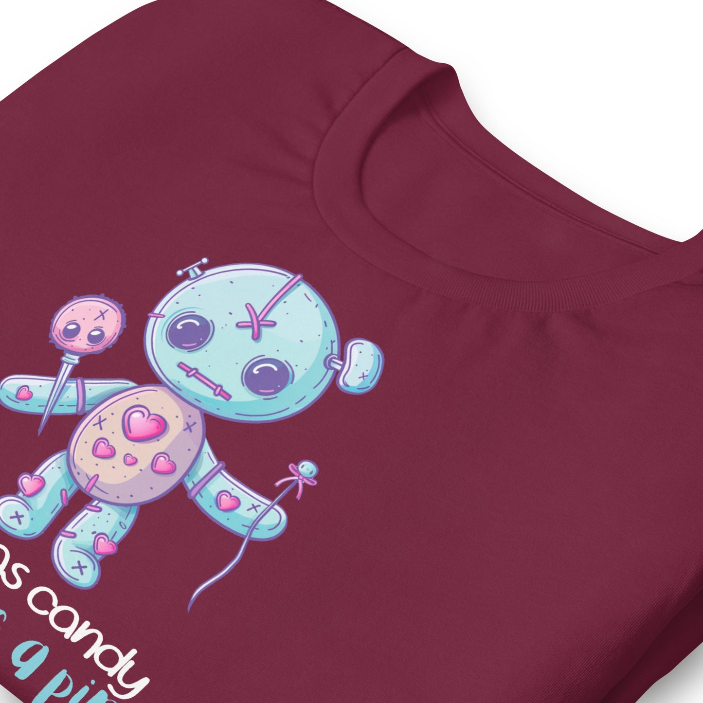 Voodoo Doll Quote: "Sweet as candy sharp as a pin" Unisex t-shirt