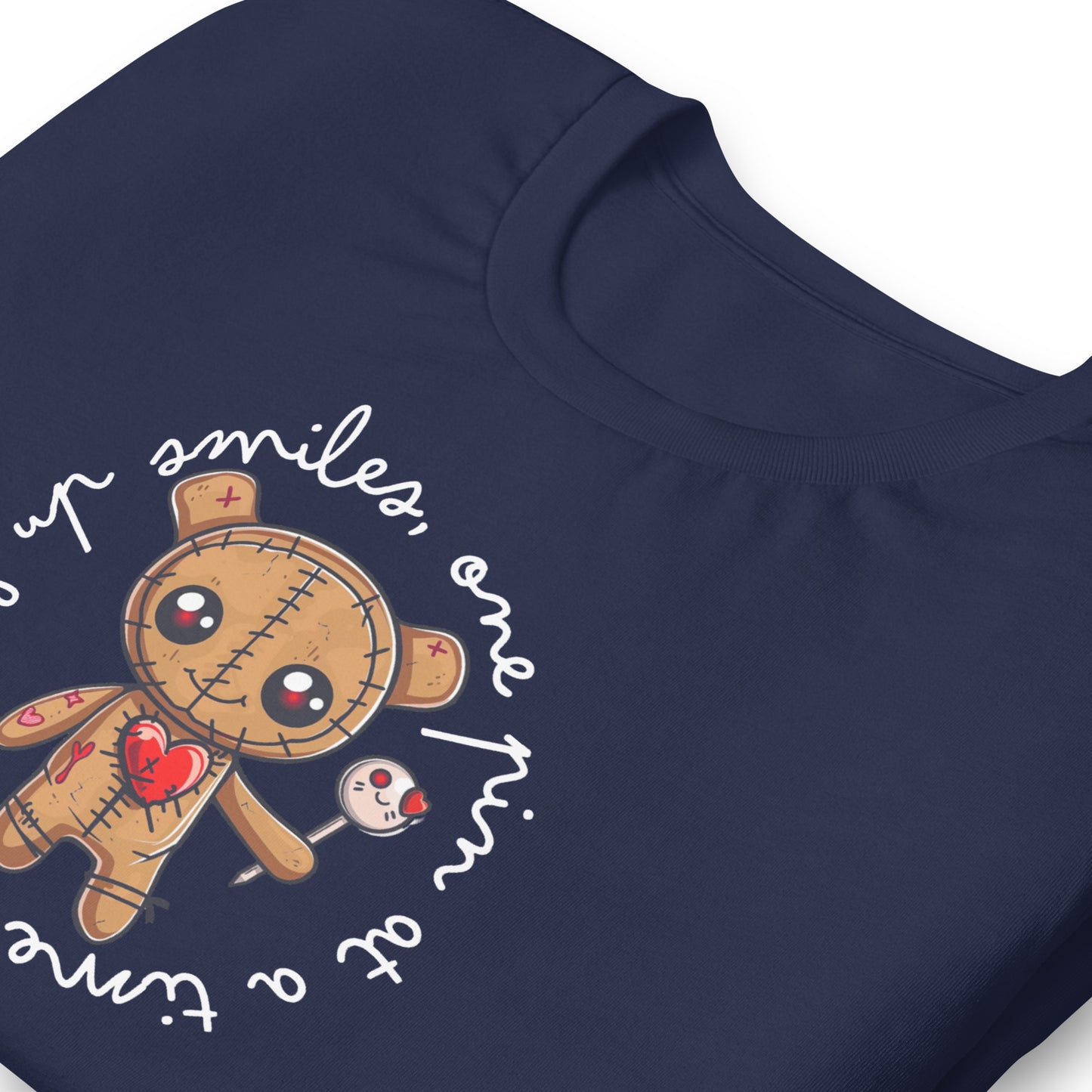 Voodoo Doll Quote: "Stitching up smiles one pin at a time" Unisex T-shirt